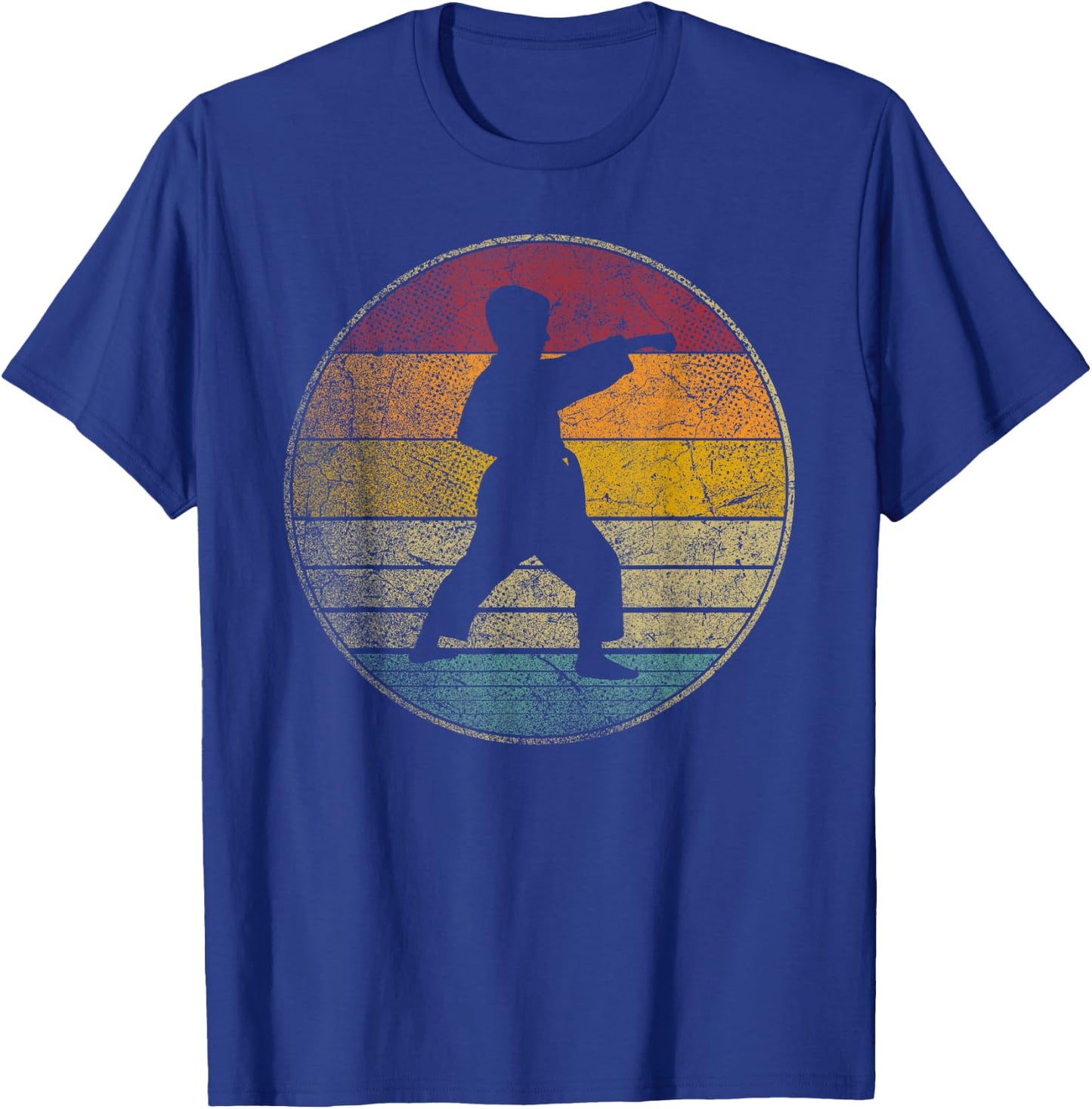 Karate Vintage Distressed Retro Silhouette 70s 80s Kids Boys T-Shirt - T-Shirt | Royal