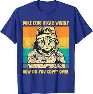 Mike Echo Oscar Whisky Flying Cat Pilot MEOW Cat Owners Gift Women T-Shirt - T-Shirt | Royal