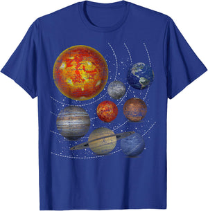 Planets Sun Universe Astronomy Space Solar System T-Shirt - T-Shirt | Royal