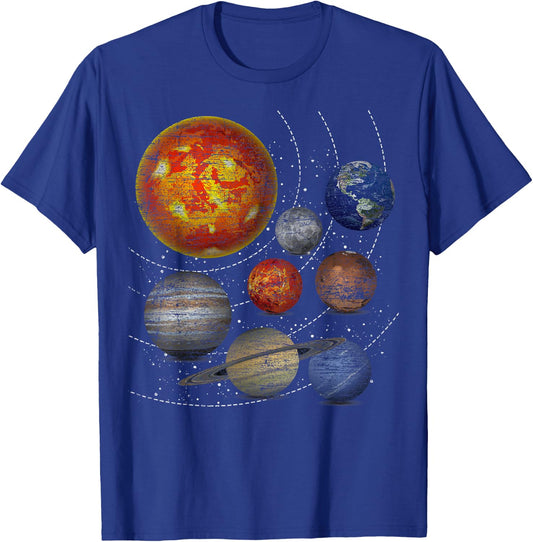 Planets Sun Universe Astronomy Space Solar System T-Shirt - T-Shirt | Royal