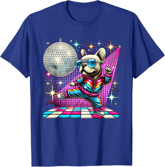 Aesthetic French Bulldog Disco T-Shirt - T-Shirt | Royal