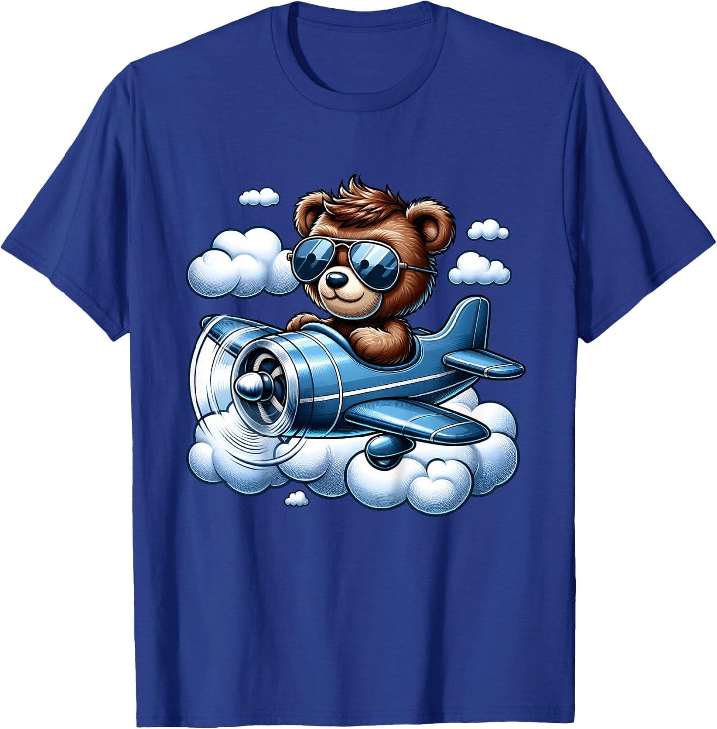 Kids Aviation Teddy Bear Flying Airplane Air Show Plane Boys Kids T-Shirt - T-Shirt | Royal