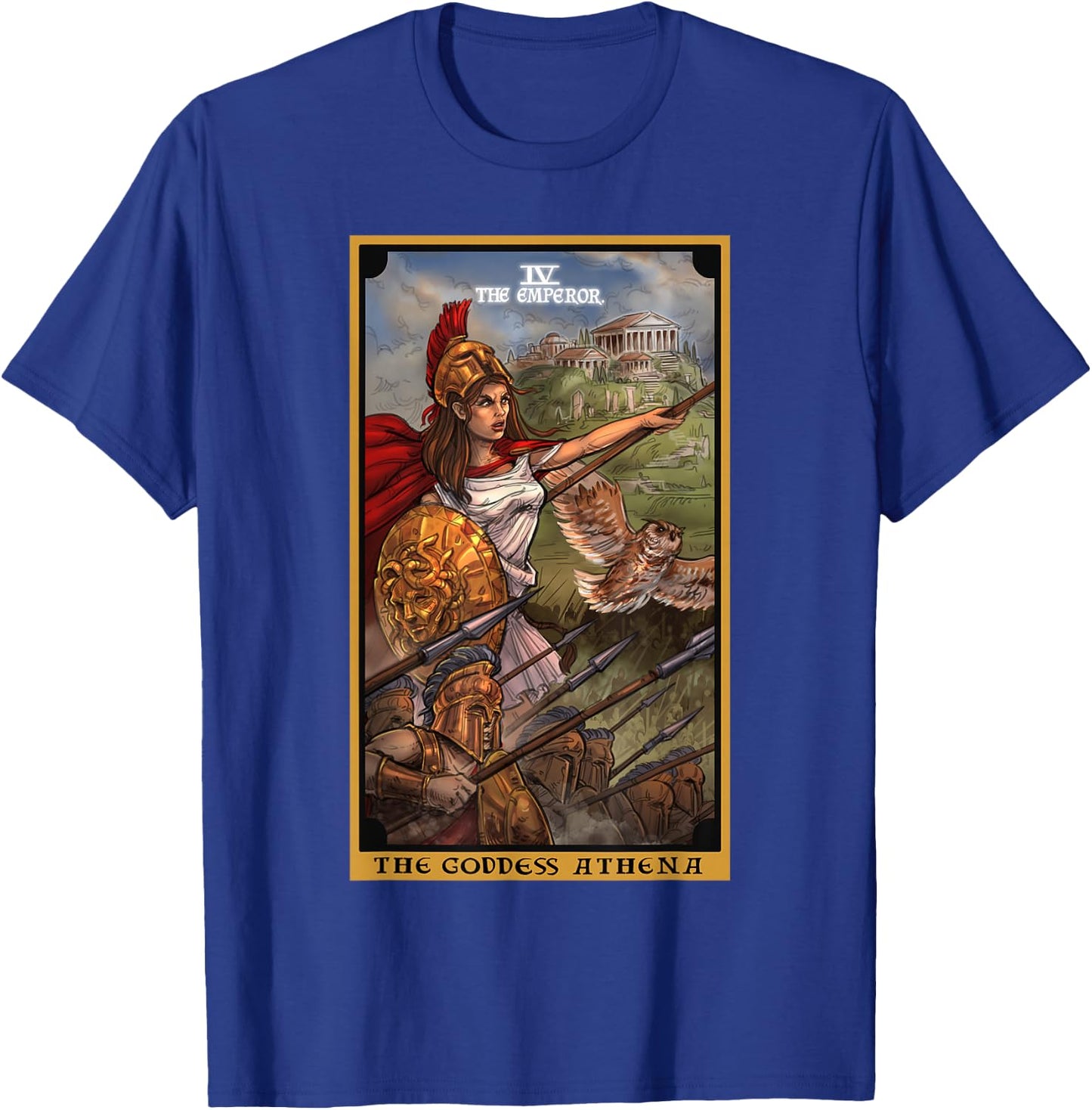 The Goddess Athena The Emperor Tarot Card Greek Mythology T-Shirt - T-Shirt | Royal