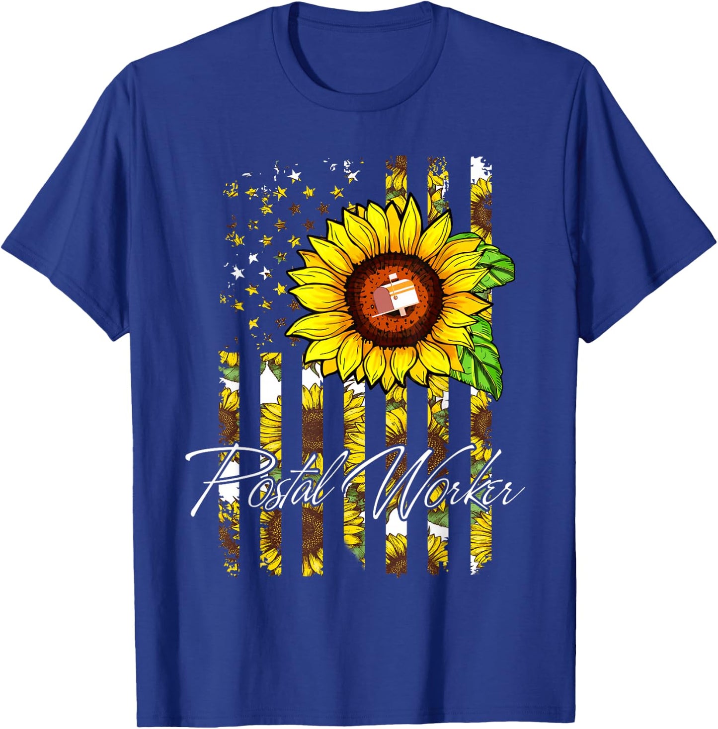 Postal Worker Sunflower Funny Gifts T-Shirt - T-Shirt | Royal