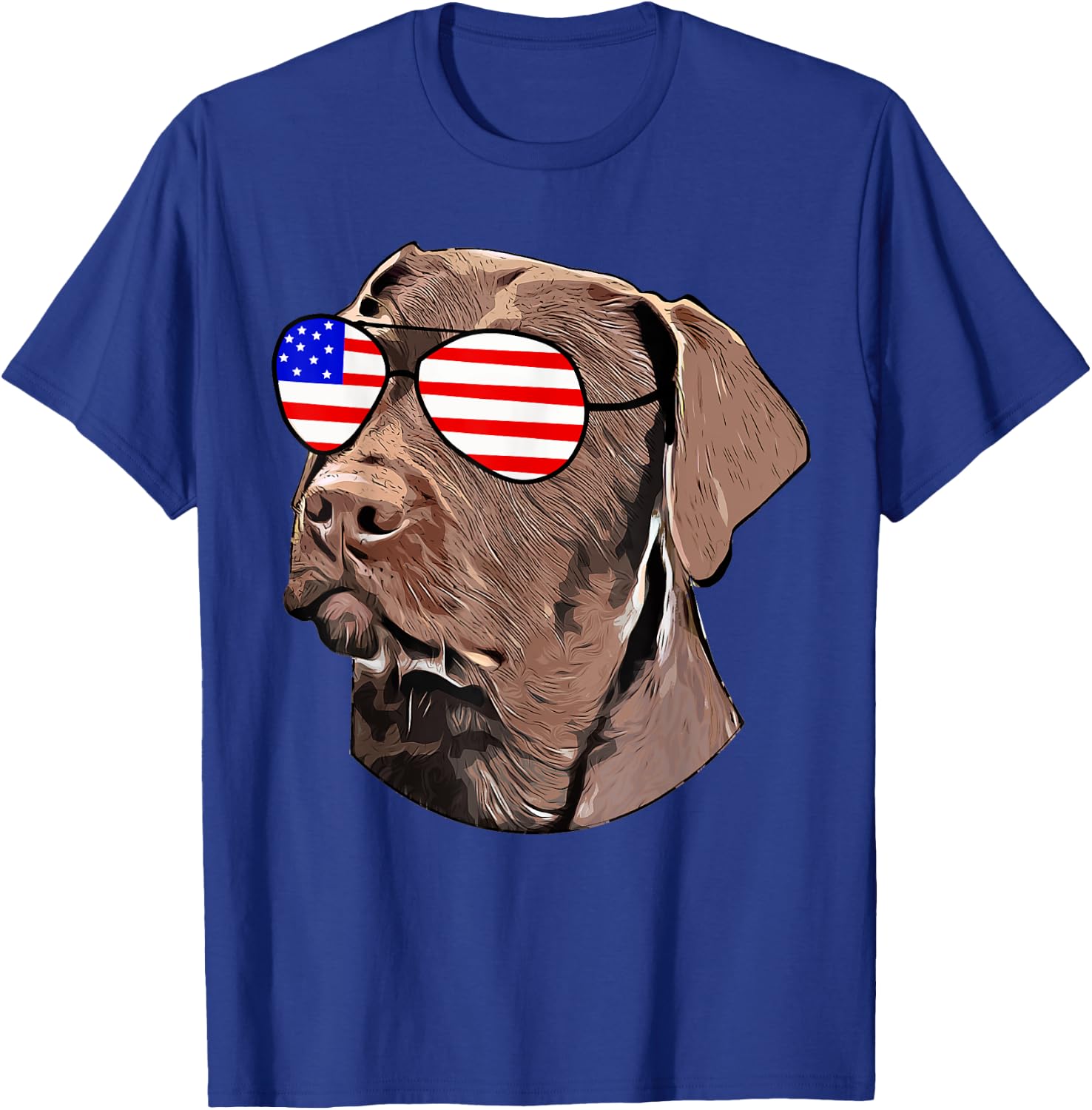Chocolate Lab Gifts American Flag Sunglasses Dog Lover Gifts T-Shirt - T-Shirt | Royal