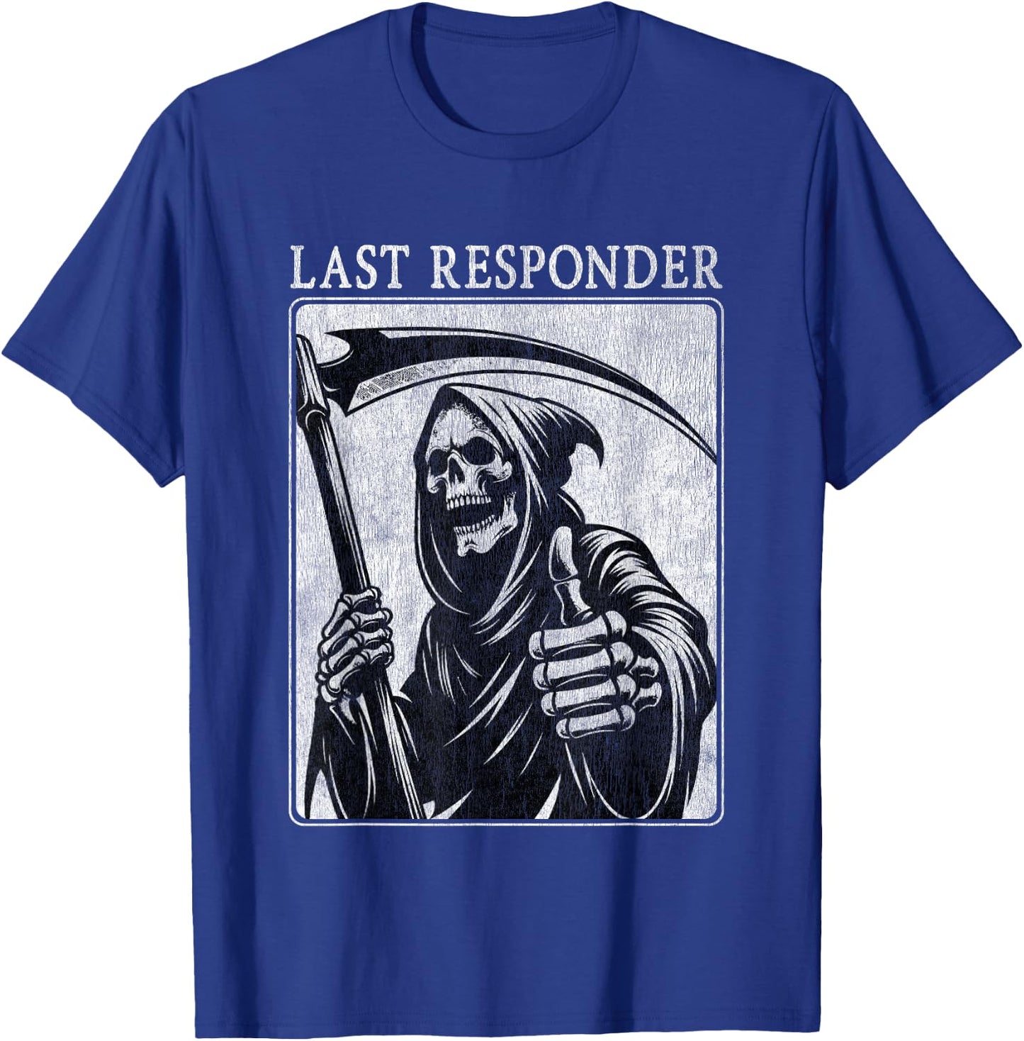 Last Responder Grim Reaper Distressed T-Shirt - T-Shirt | Royal