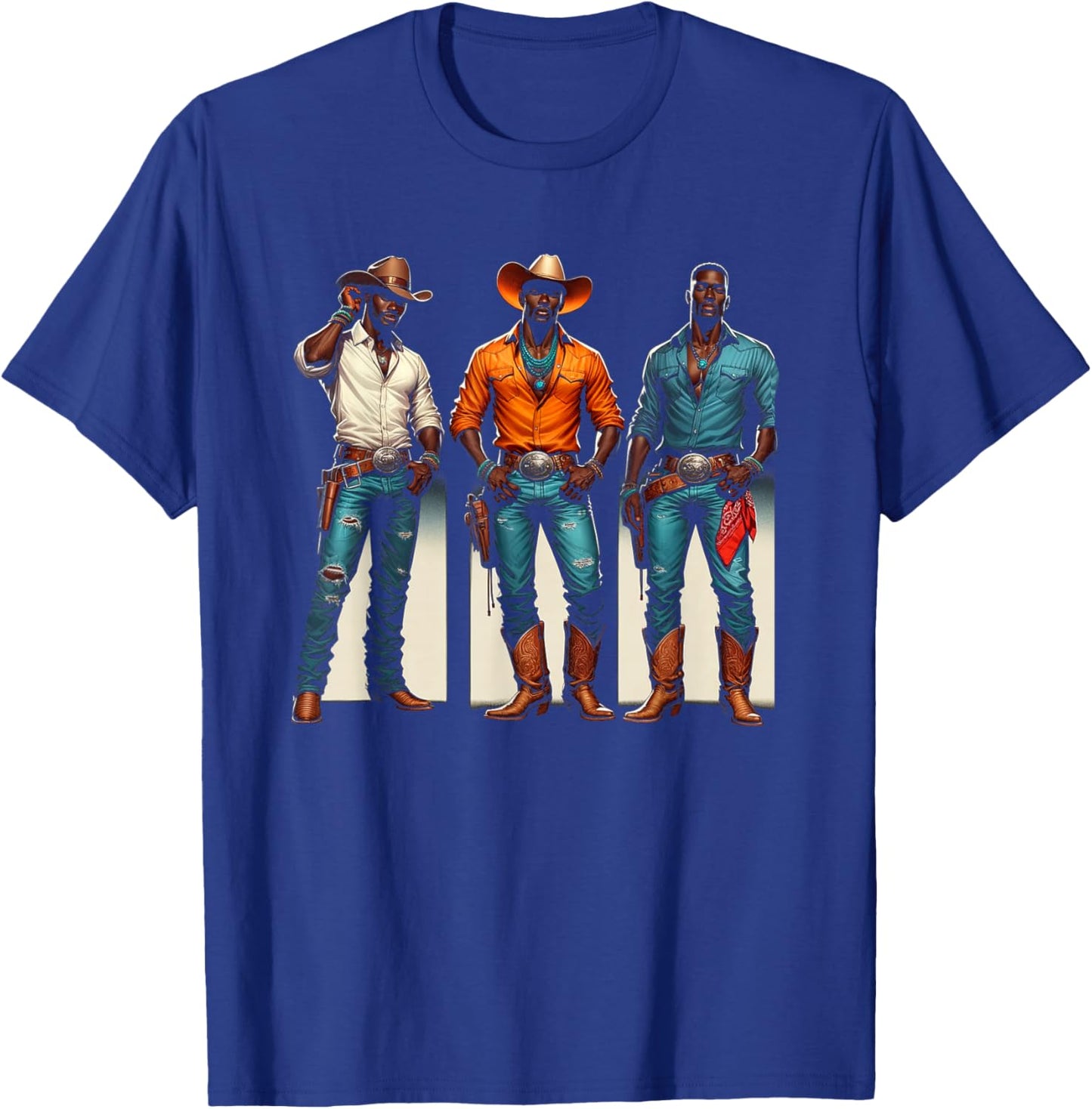 Black Cowboy Western Rodeo Melanin Black History Texas Men T-Shirt - T-Shirt | Royal