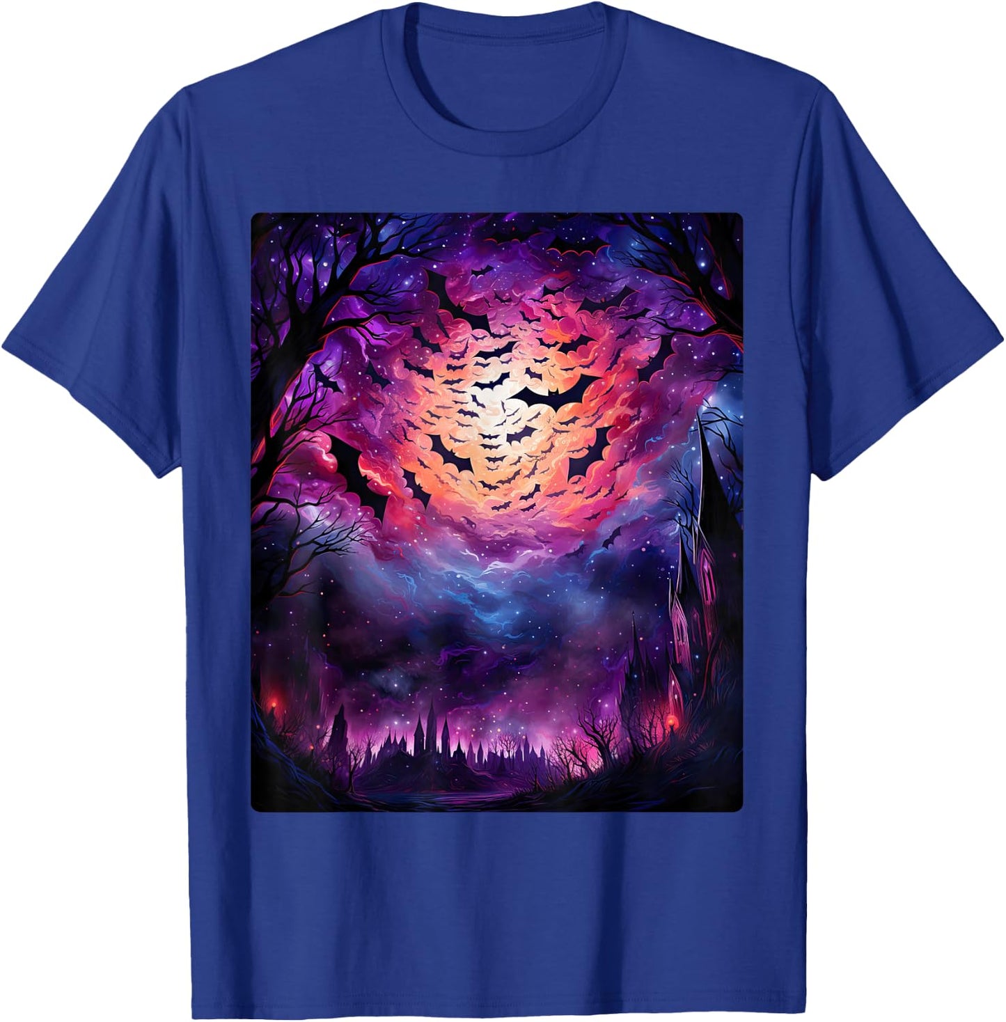 Gothic Bat Spooky Bats Pattern Moon Night T-Shirt - T-Shirt | Royal