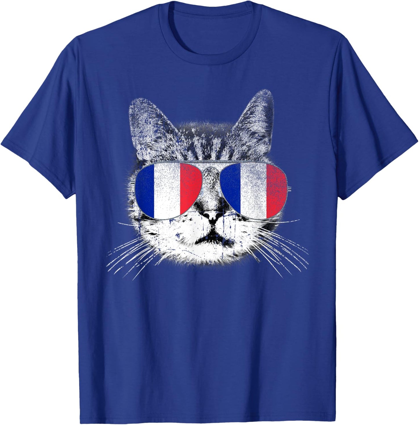 Cat Shirt France French Flag Country Retro Men Women Kids T-Shirt - T-Shirt | Royal