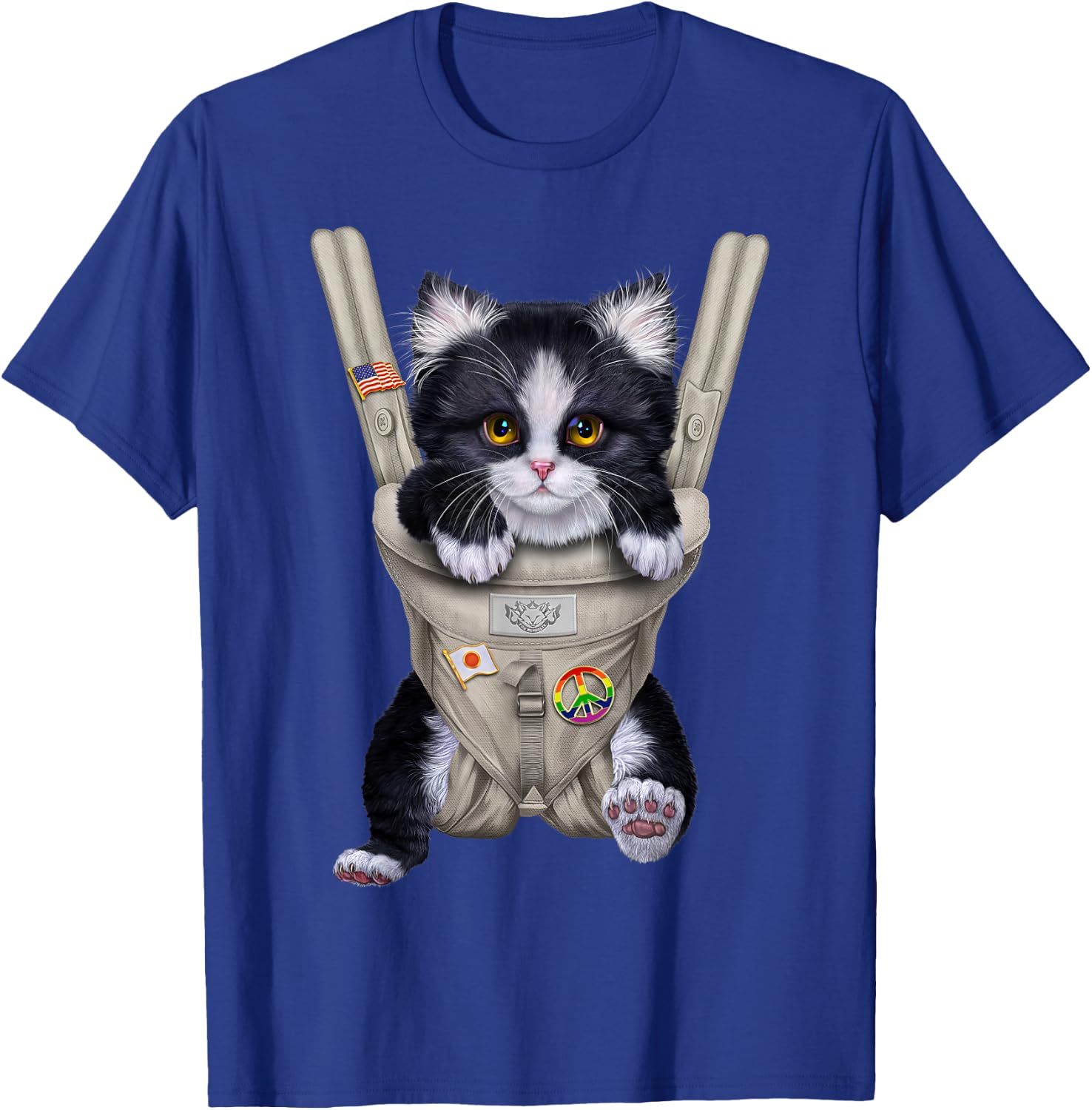 Tuxedo Cat in Baby Carrier T-Shirt - T-Shirt | Royal