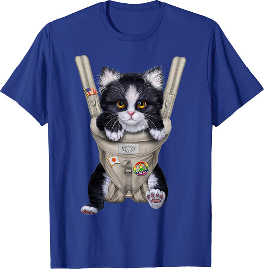Tuxedo Cat in Baby Carrier T-Shirt - T-Shirt | Royal