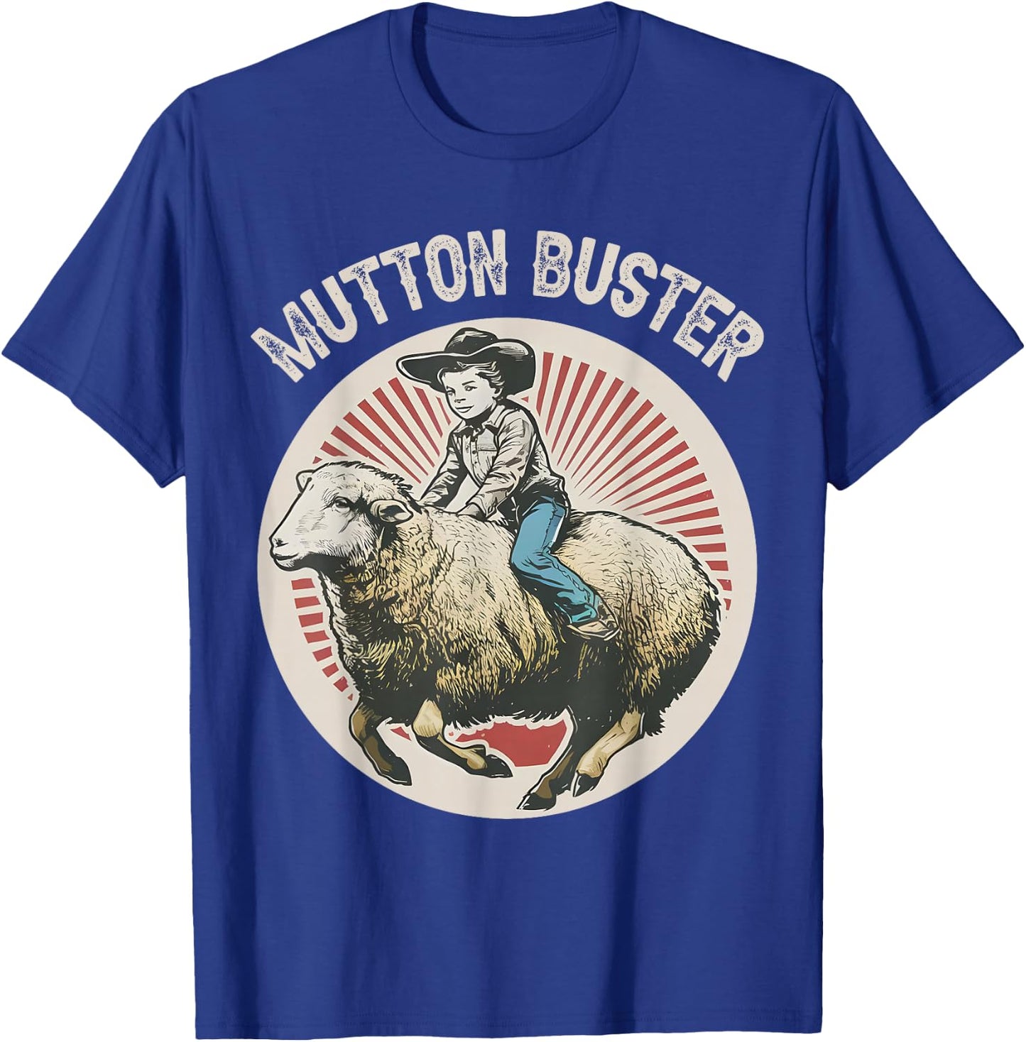 Mutton Buster Mutton Busting Sheep Riding Texas Rodeo Kids T-Shirt - T-Shirt | Royal