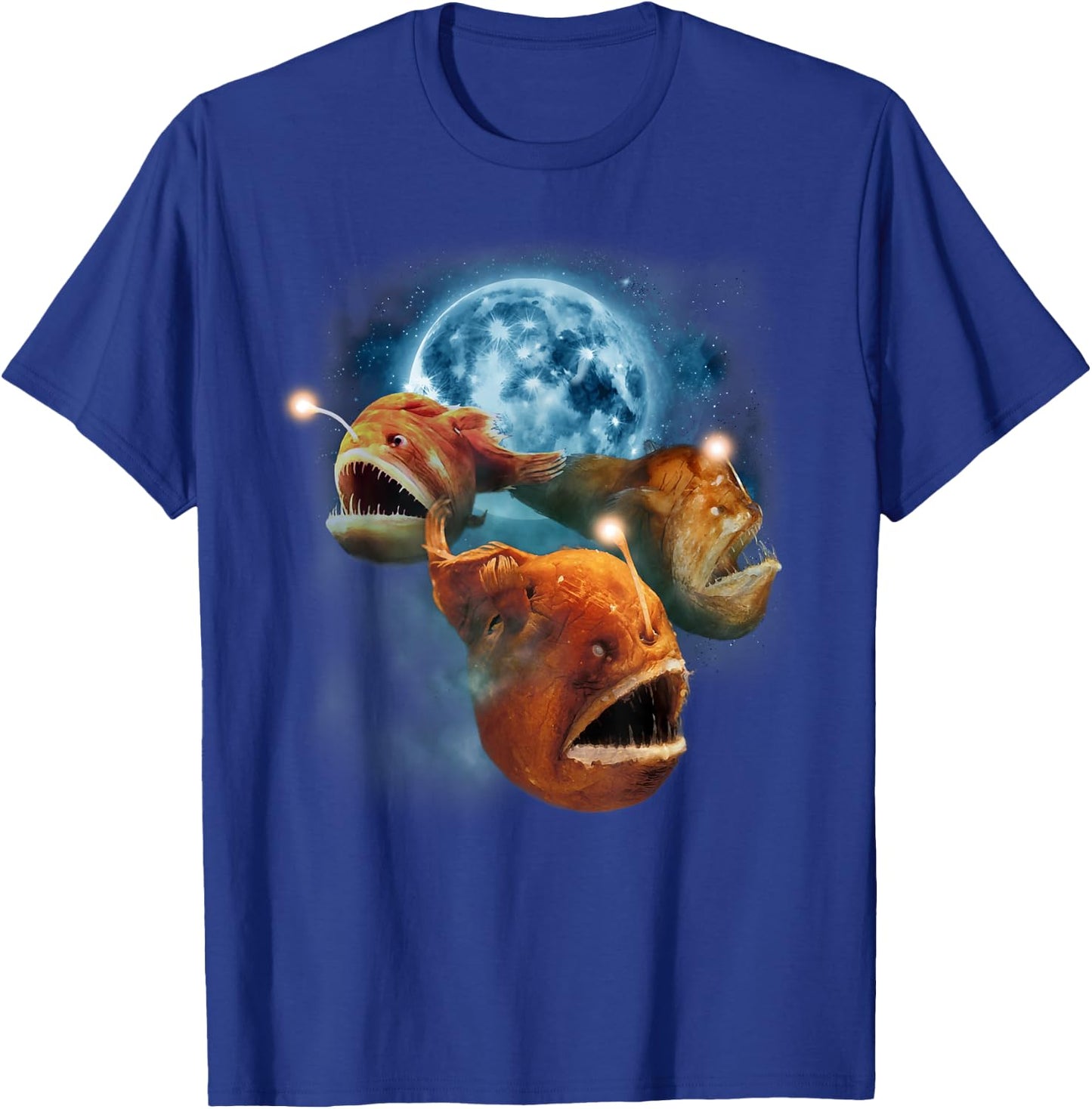 Funny Angler Fish Shirt - Angler Fish Howling at the Moon T-Shirt - T-Shirt | Royal