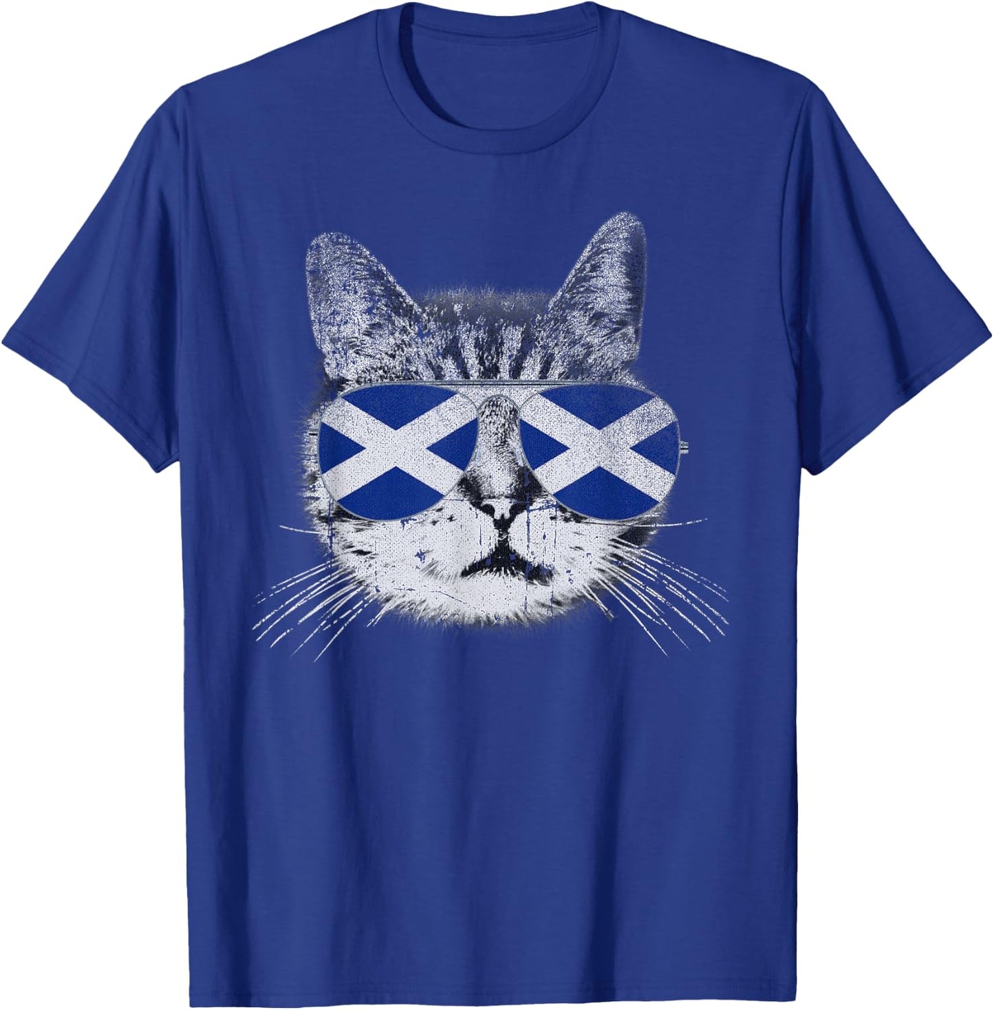 Cat Shirt Scottish Scotland Flag Country Retro Funny T-Shirt - T-Shirt | Royal