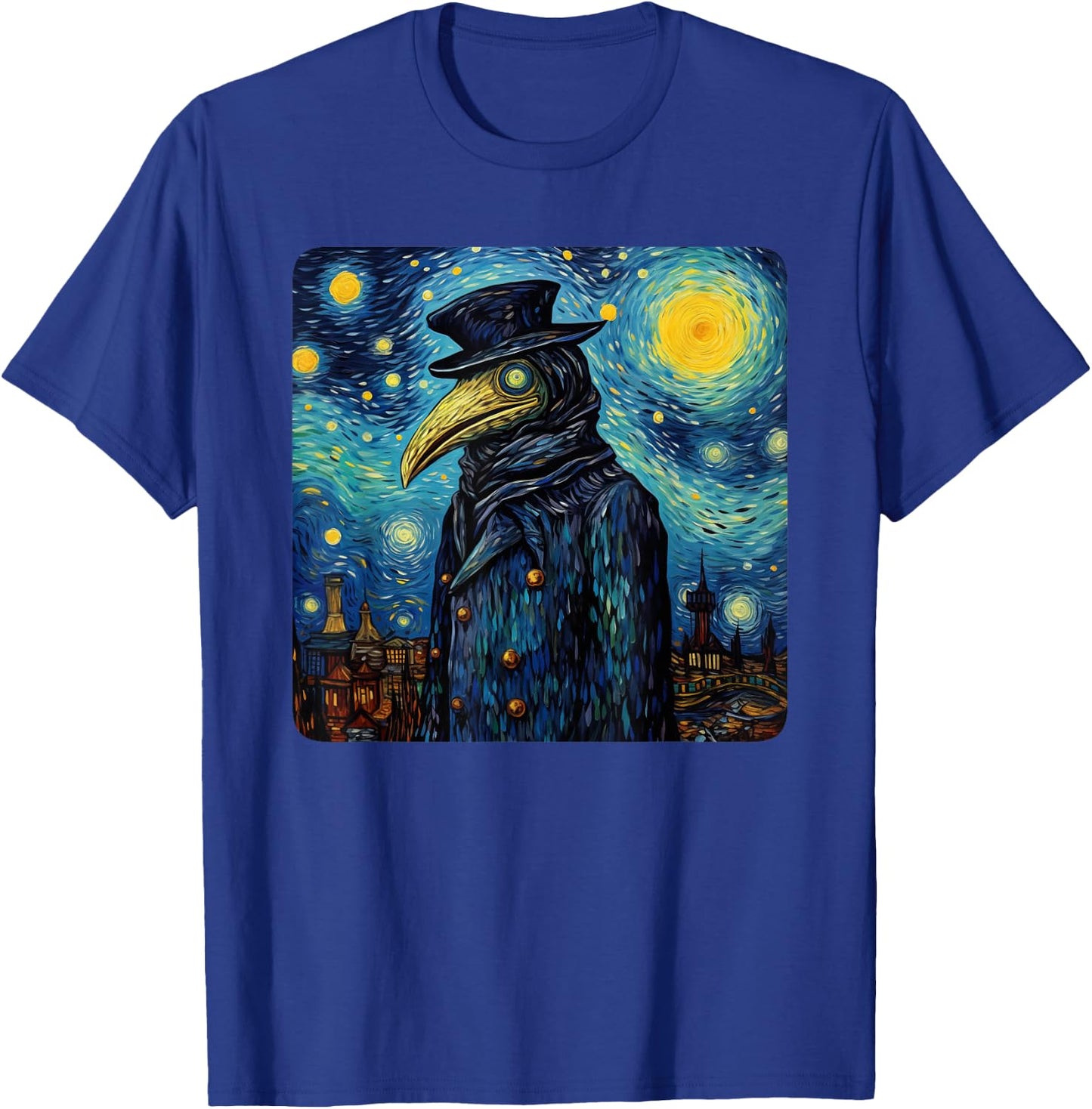 Funny Plague Doctor Starry Night Van Gogh leeches medical T-Shirt - T-Shirt | Royal