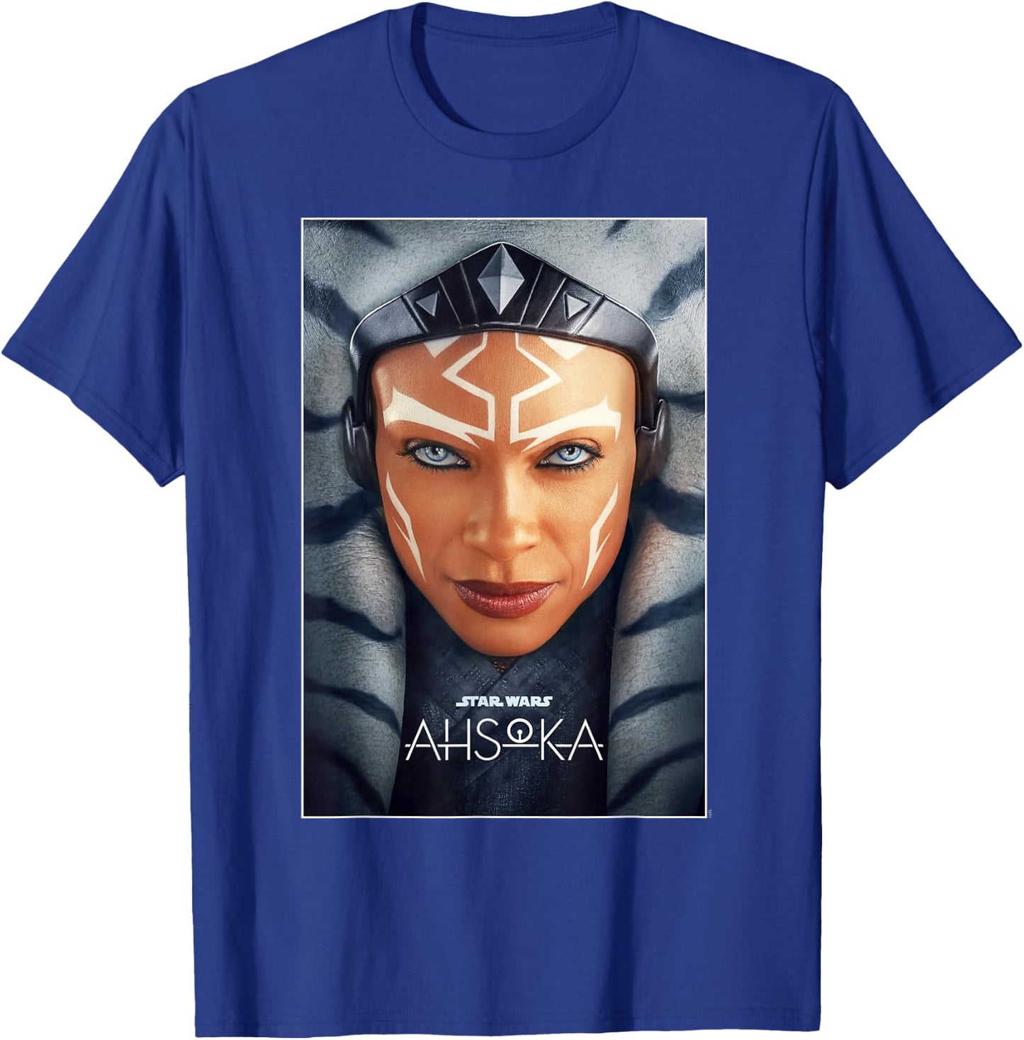 Star Wars Ahsoka Tano Face & Logo Series Poster Art Disney+ T-Shirt - T-Shirt | Royal