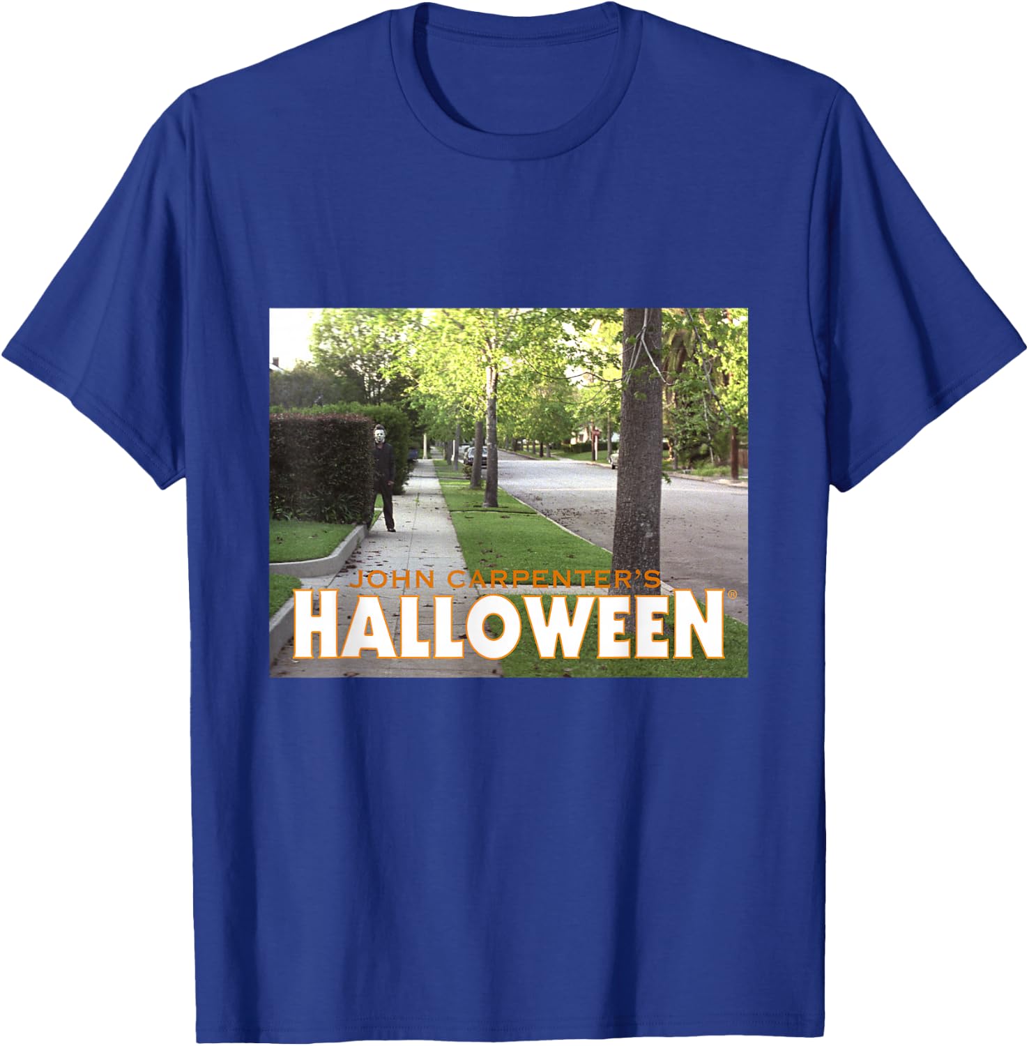 Halloween Michael Myers Behind Bush T-Shirt - T-Shirt | Royal