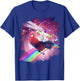 Lazer Rave Space Cat Riding Chicken With Pizza T-Shirt - T-Shirt | Royal