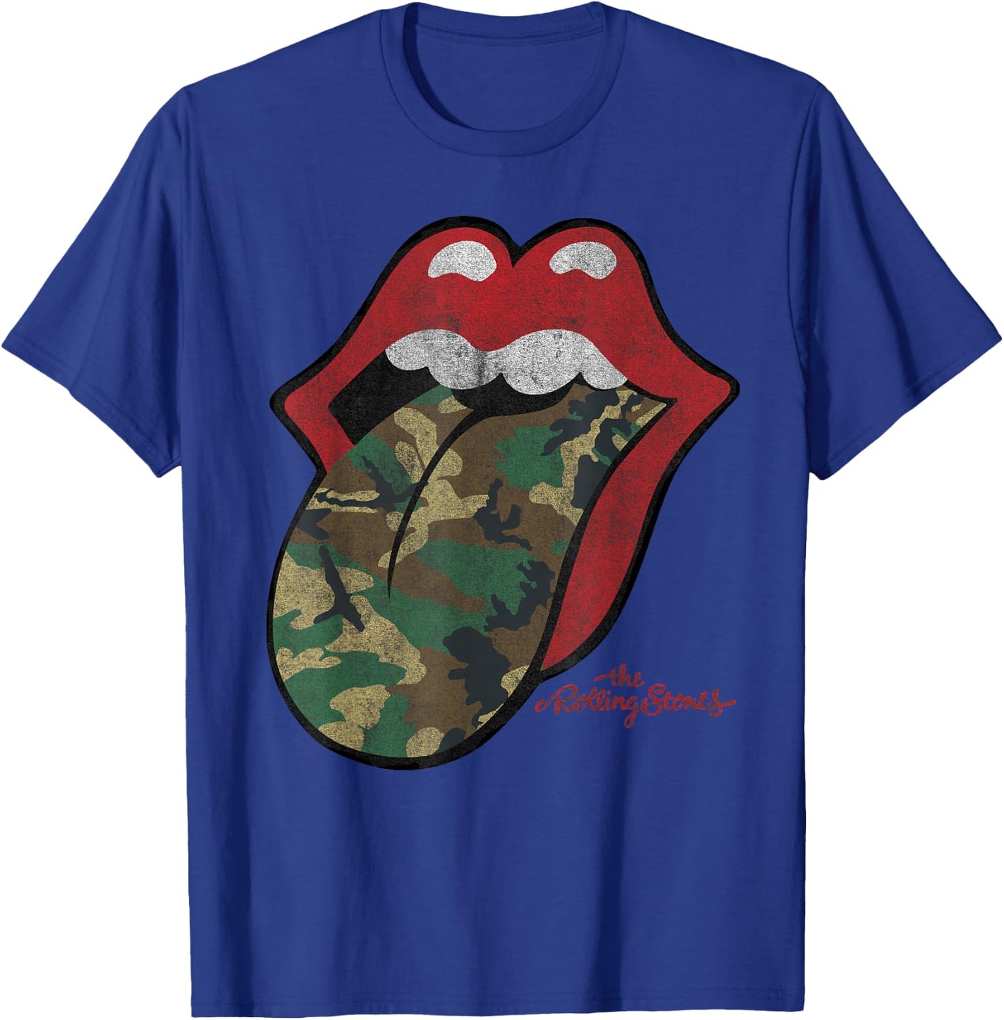 Official Rolling Stones Distressed Camo Tongue T-Shirt - T-Shirt | Royal
