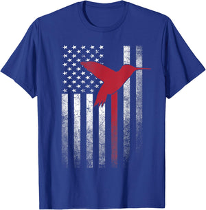 Hummingbird Bird- 4th of July American Flag USA America Men T-Shirt - T-Shirt | Royal