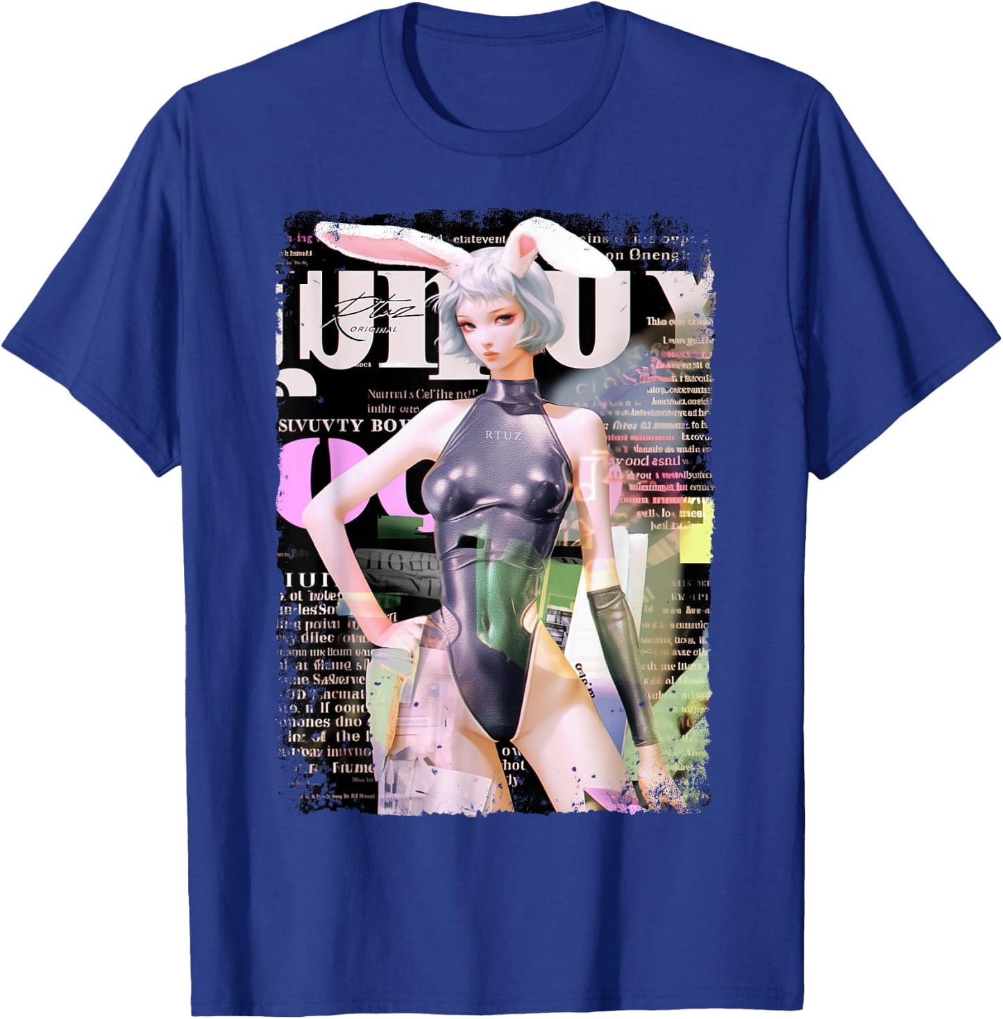 Magazin Cover Vintage Girl Bunny Collage Sexy Model Pin-up T-Shirt - T-Shirt | Royal