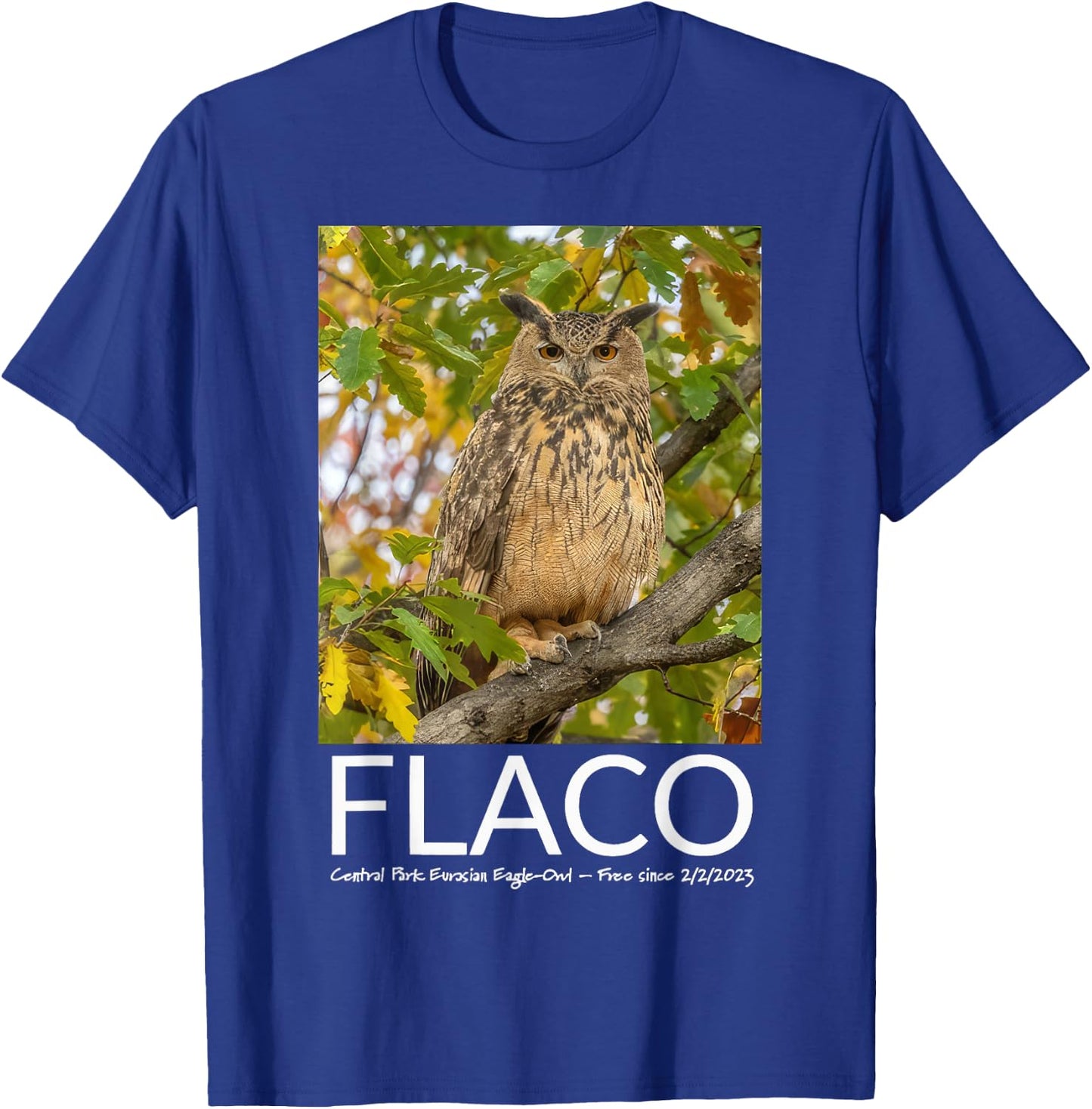 Flaco the Owl Escaped Owl T-Shirt - T-Shirt | Royal