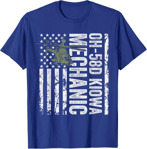 OH-58D Kiowa Warrior Helicopter Mechanic Veteran T-Shirt - T-Shirt | Royal