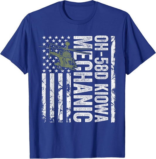 OH-58D Kiowa Warrior Helicopter Mechanic Veteran T-Shirt - T-Shirt | Royal
