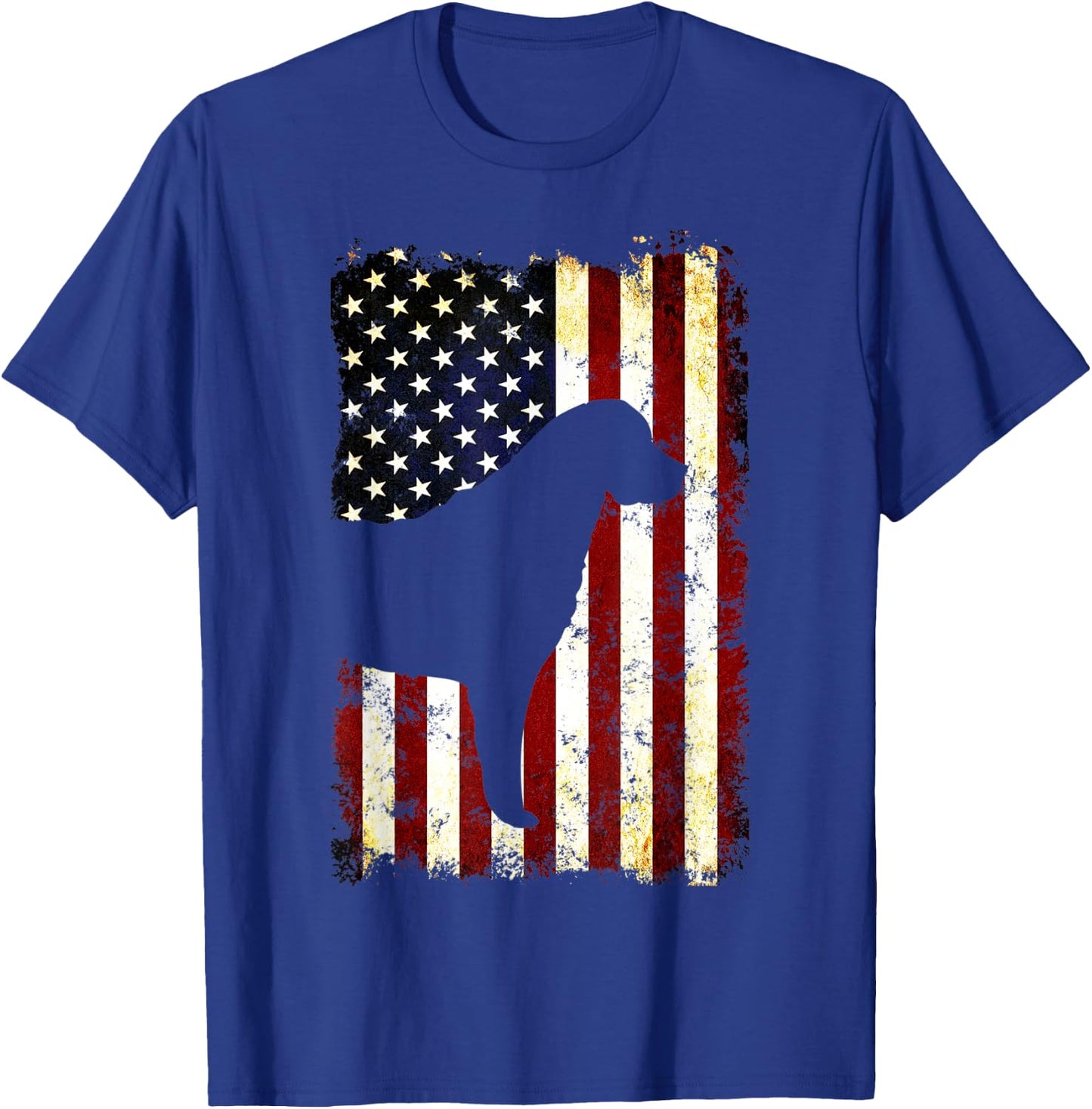 Chesapeake Bay Retriever Silhouette American Flag T-Shirt - T-Shirt | Royal