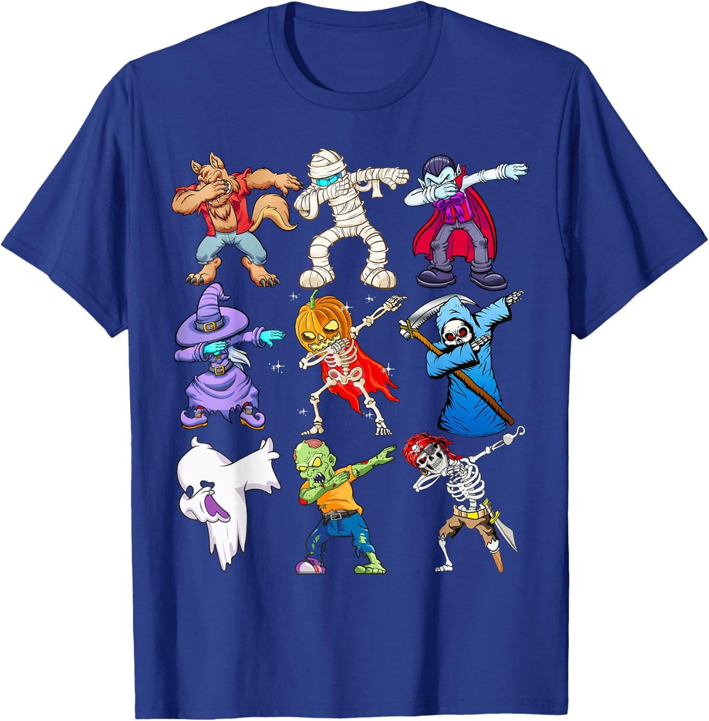 Dabbing Halloween Monsters Skeleton Pirate Pumpkin Dabbing T-Shirt - T-Shirt | Royal