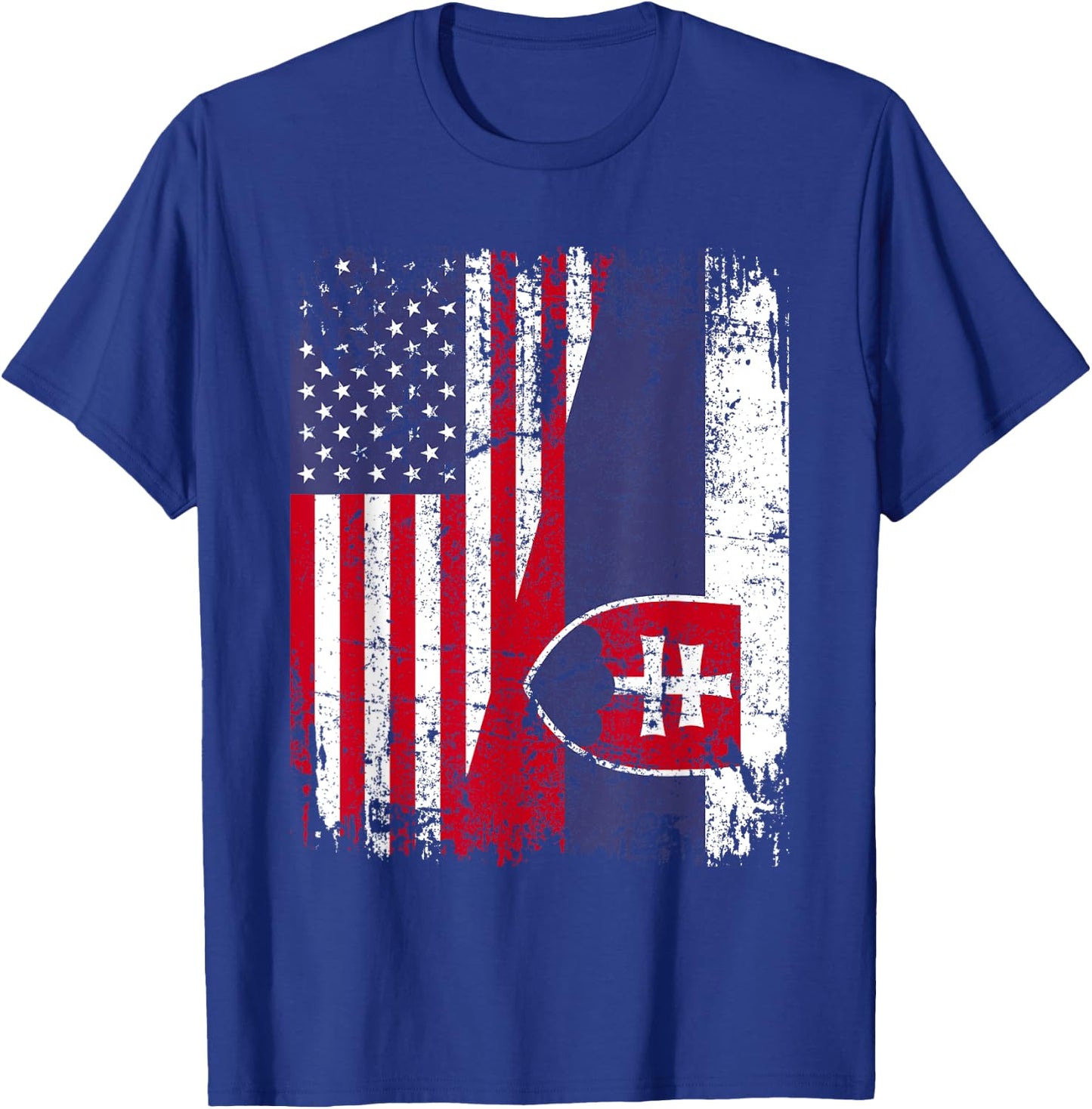 SLOVAK ROOTS | Half American Flag | SLOVAKIA FLAG T-Shirt - T-Shirt | Royal