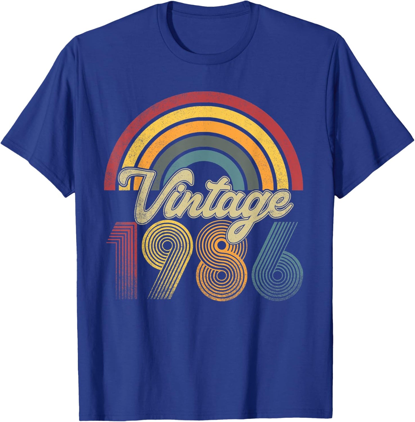 Vintage 1986 37th Birthday Rainbow Retro Style Classic T-Shirt - T-Shirt | Royal