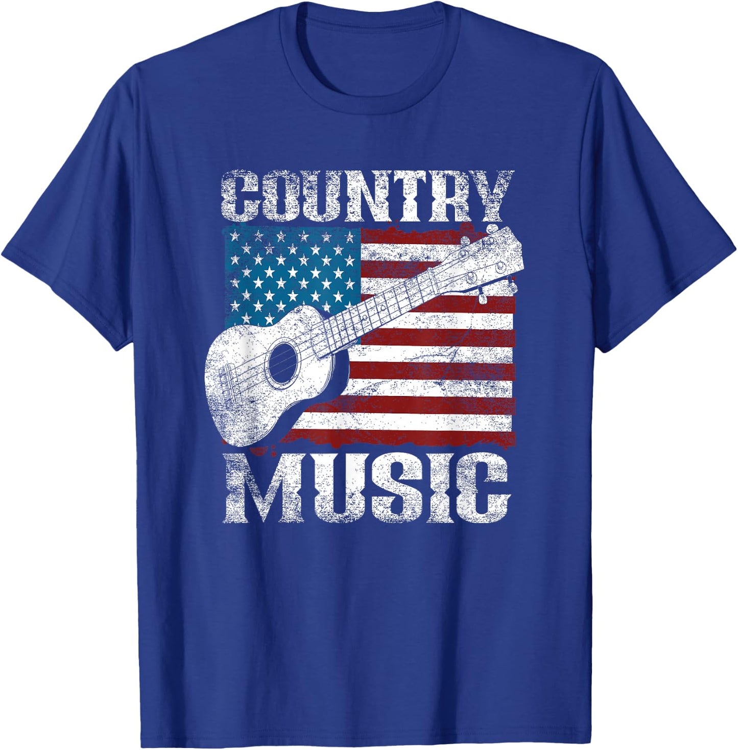 American Flag Guitar Player Funny Country Music Lover T-Shirt - T-Shirt | Royal