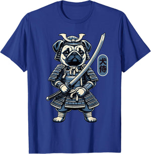 Japanese Samurai Dog Tattoo, Pug Dog Kawaii Ninja Men Women Girls Kids T-Shirt - T-Shirt | Royal