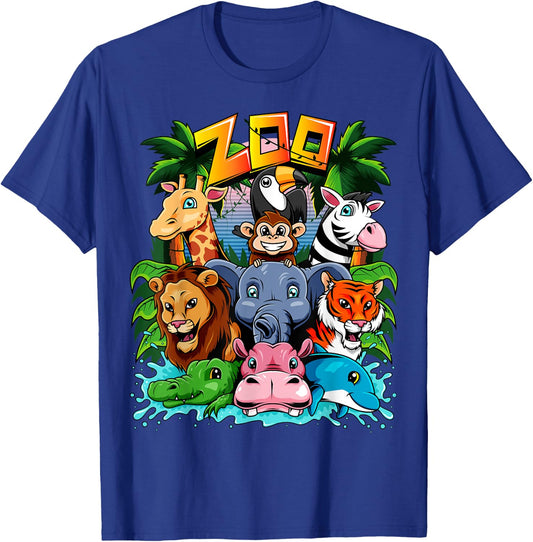Zoo Animal Kids Boys Girls Teacher School Excursion T-Shirt - T-Shirt | Royal