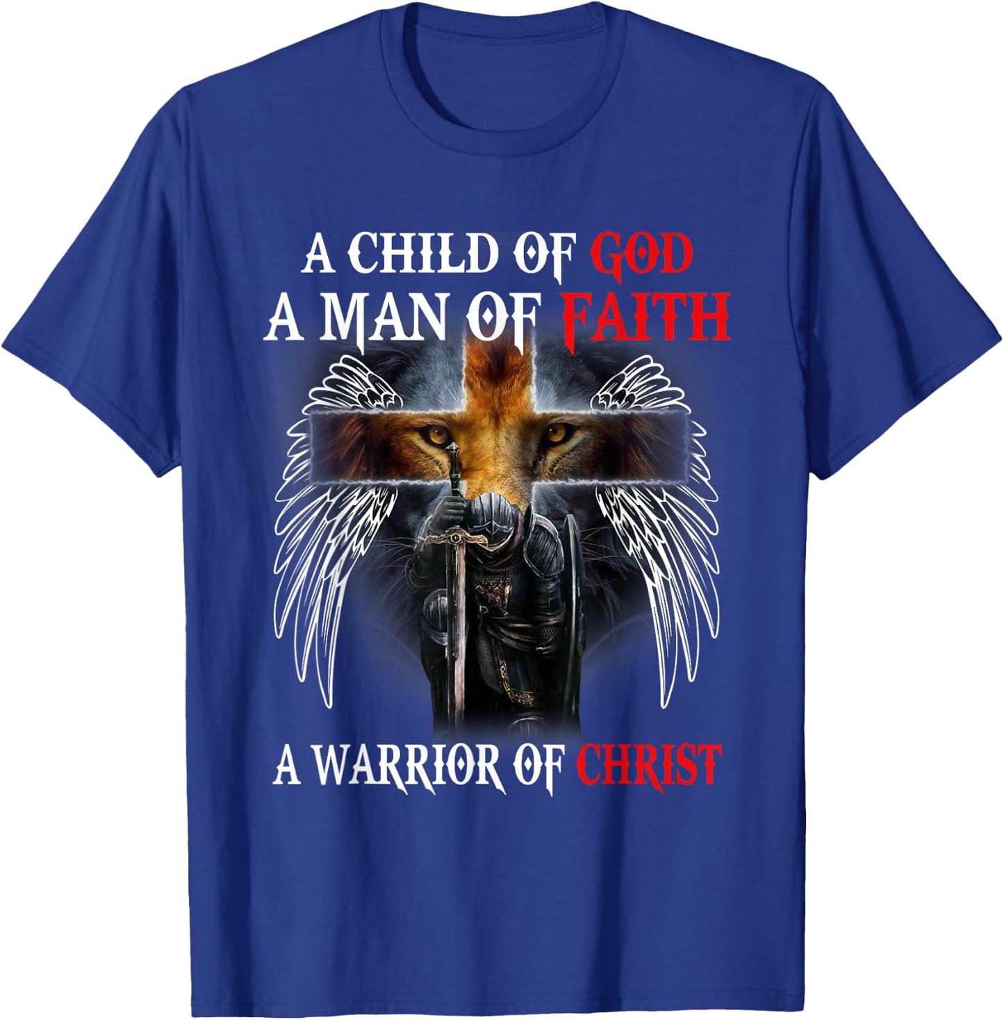 Jesus Christ Lion Cross Knight Quote Saying For Christian T-Shirt - T-Shirt | Royal