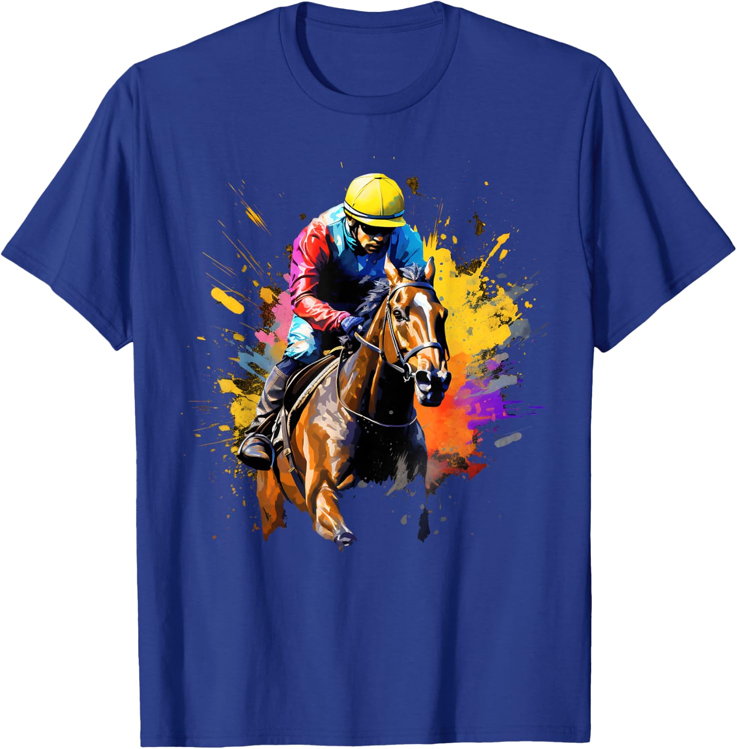 Colorful Jockey Boy on Horse Racing T-Shirt - T-Shirt | Royal