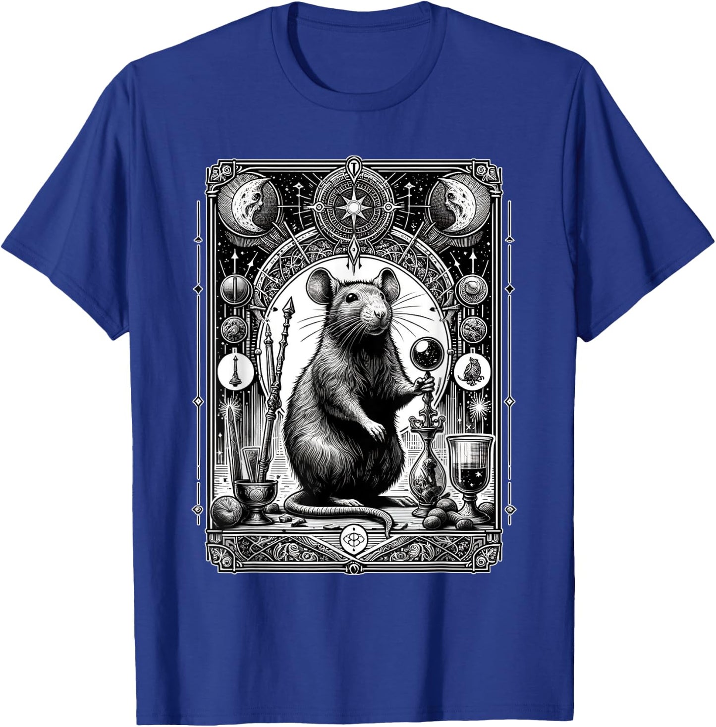 Black and White Rat Tarot Card Distressed Rats Lover Animals T-Shirt - T-Shirt | Royal