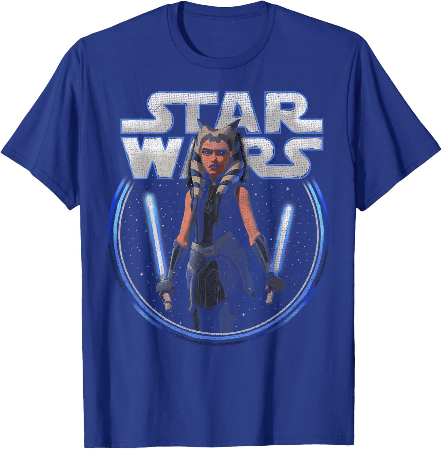 Star Wars: The Clone Wars Ahsoka Dual Wield Portrait T-Shirt - T-Shirt | Royal