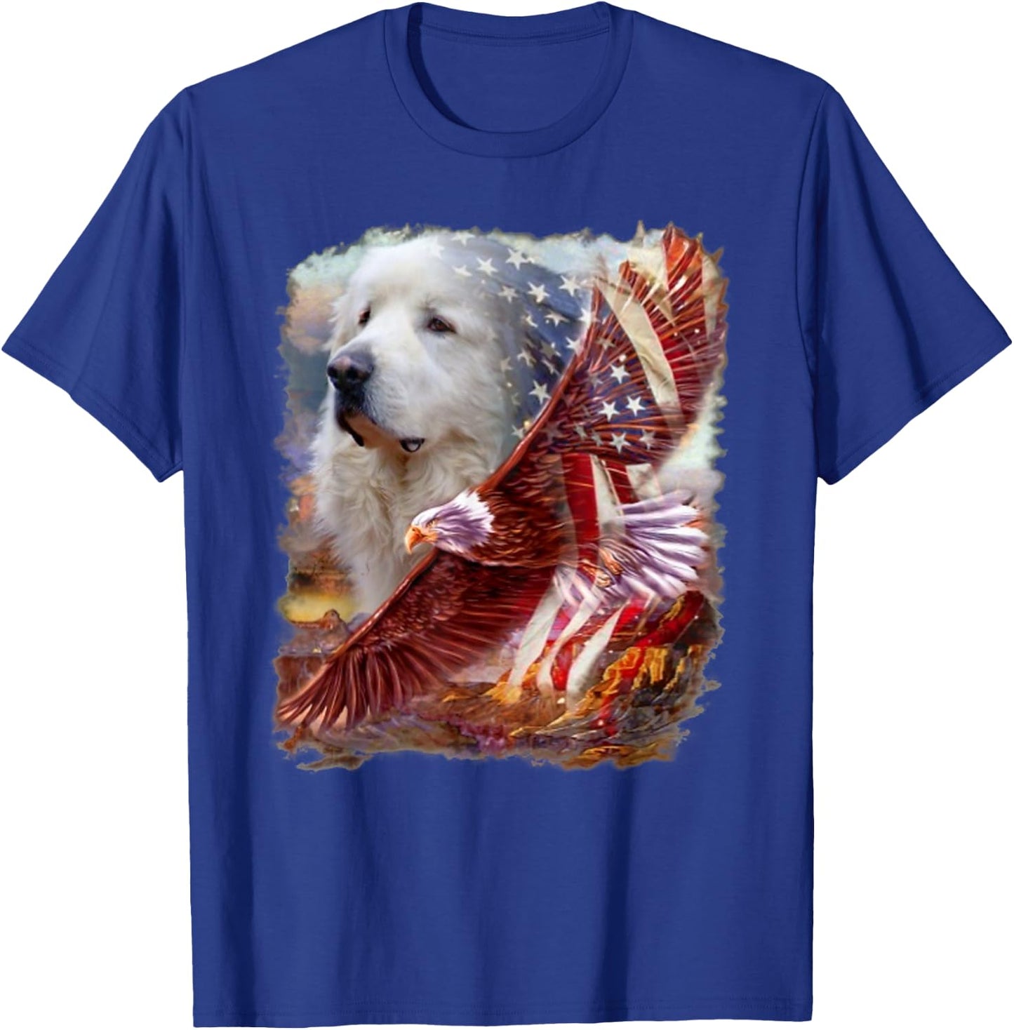 Great Pyrenees Dog Eagle American Flag 4th July Independence Men T-Shirt - T-Shirt | Royal