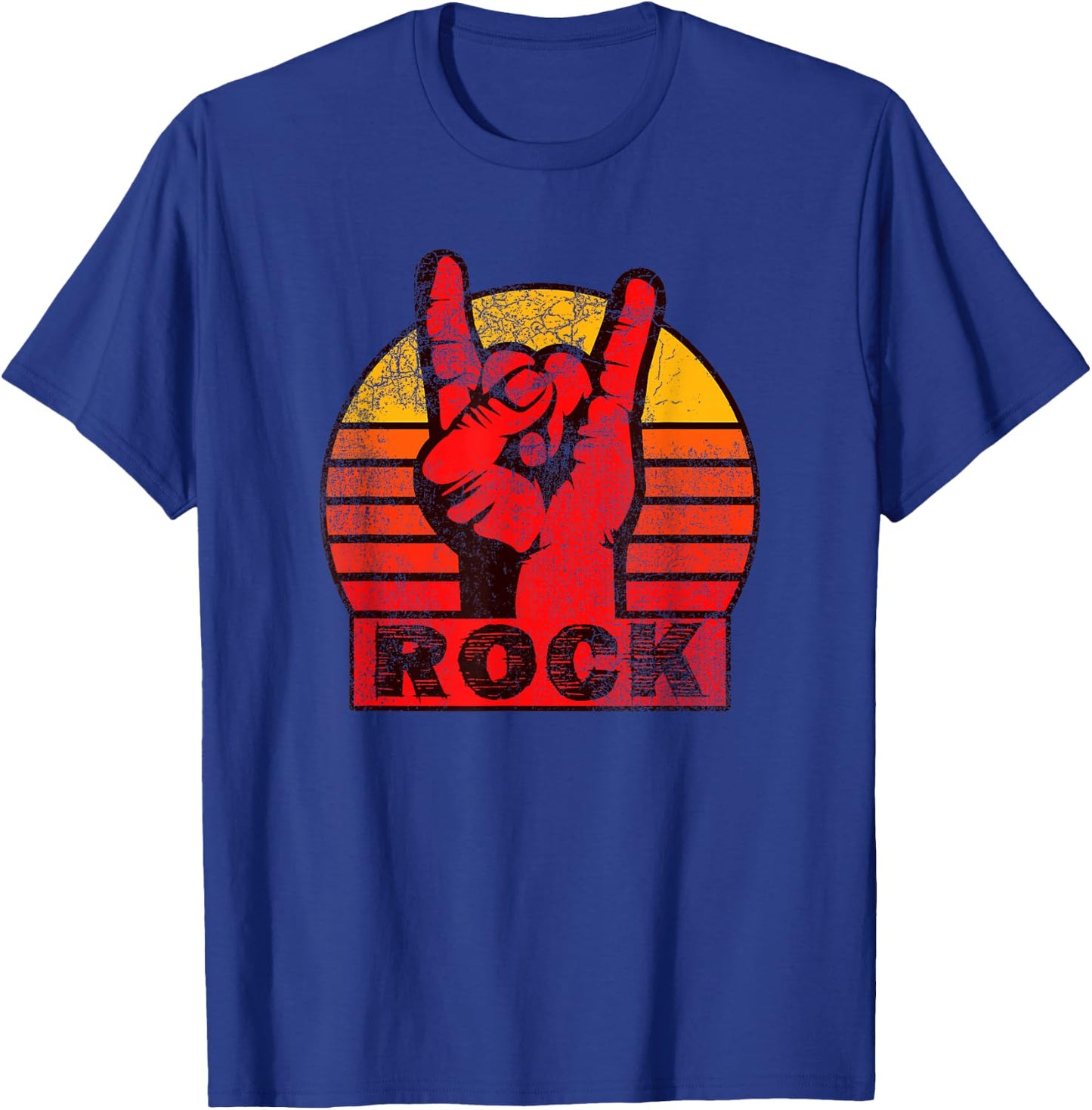 Shirt with red, rocker hand, lettering Rock T-Shirt - T-Shirt | Royal