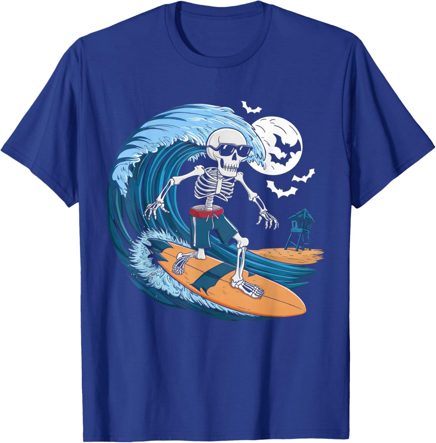 Halloween Surfing Skeleton Shirt Surfer Hawaiian Surf Hawaii T-Shirt - T-Shirt | Royal