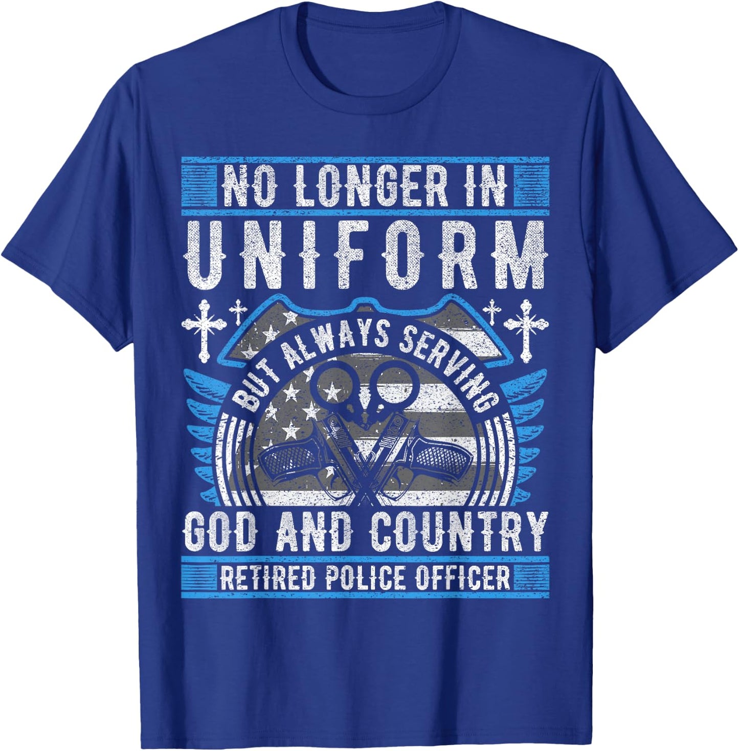 Police Officer Vintage Flag - Retired Police T-Shirt - T-Shirt | Royal
