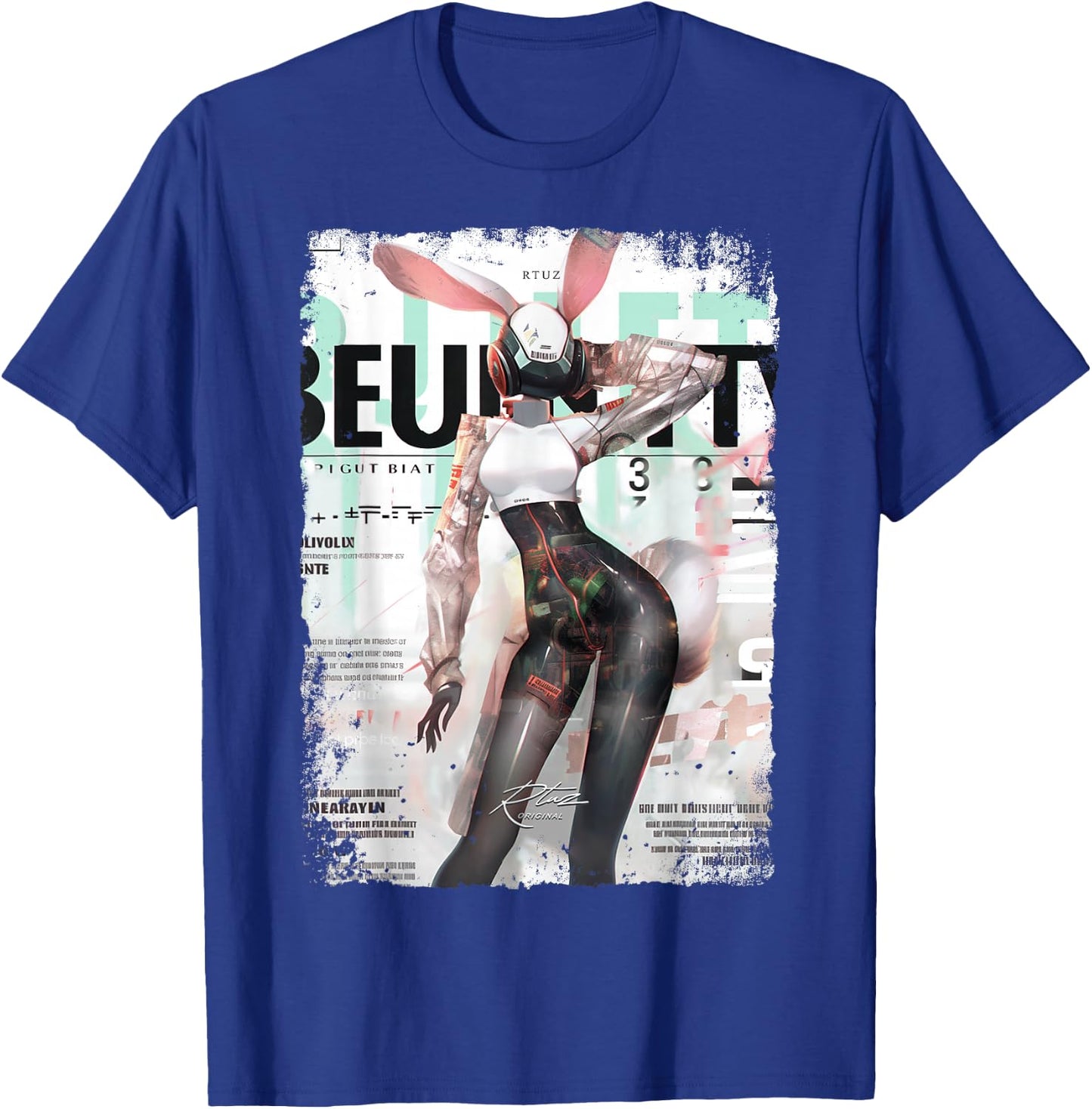 Magazine Cover Vintage Girl Bunny Collage Sexy Model Pin-Up T-Shirt - T-Shirt | Royal