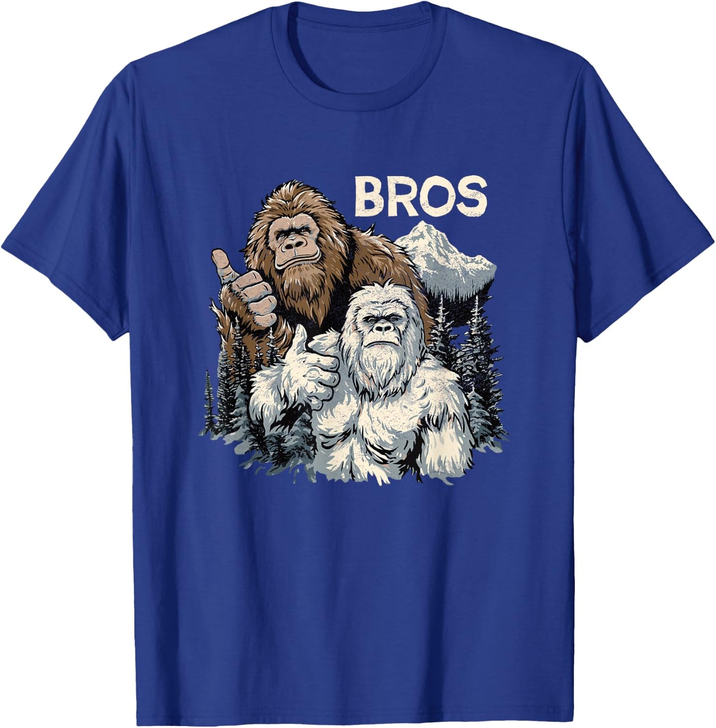 Funny Bros Bigfoot and Yeti Brothers Sasquatch Awesome Cool T-Shirt - T-Shirt | Royal