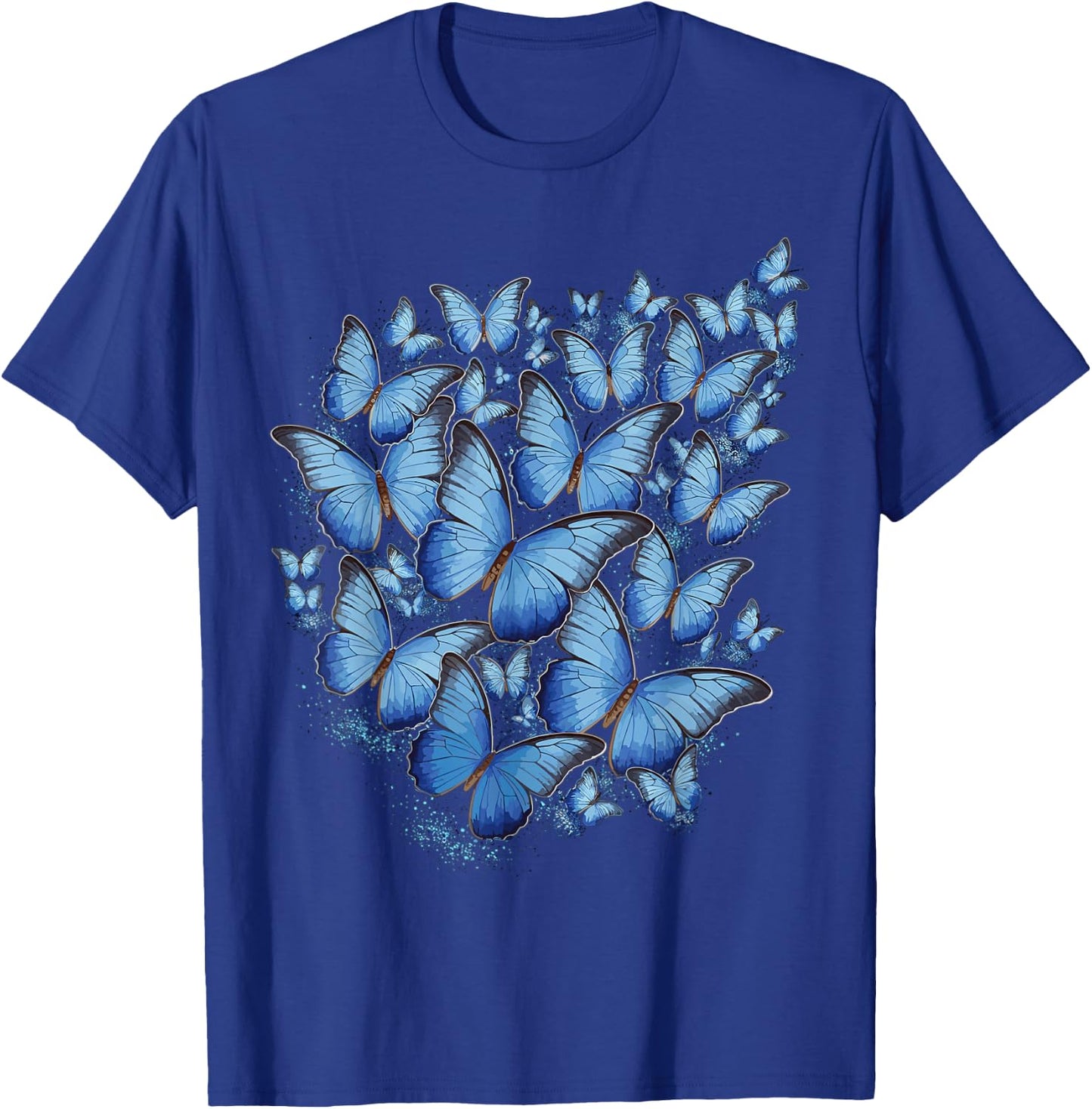 Blue Butterfly Art Garden Butterflies T-Shirt - T-Shirt | Royal