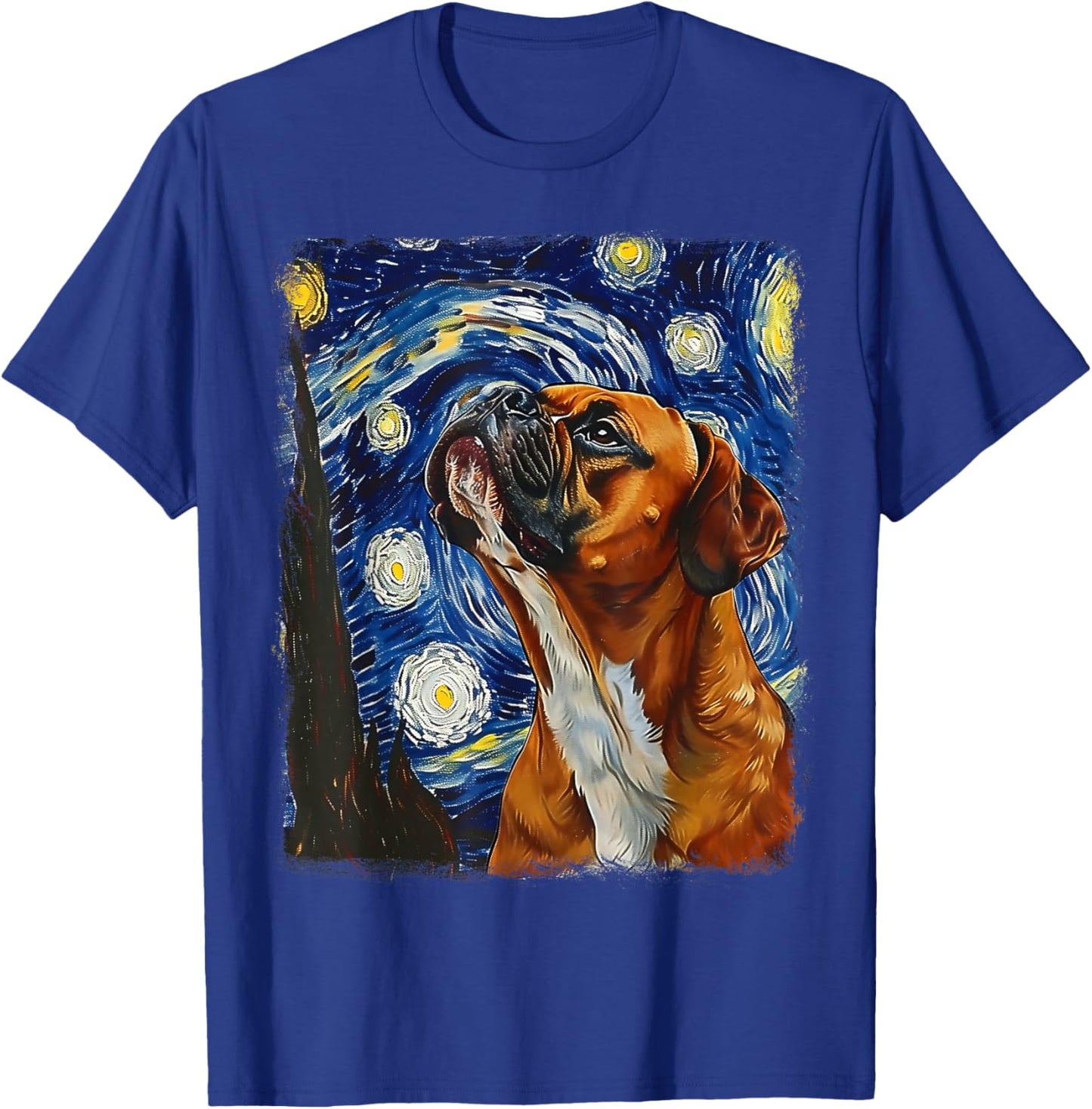 Boxer Dog Starry Night Painting T-Shirt - T-Shirt | Royal
