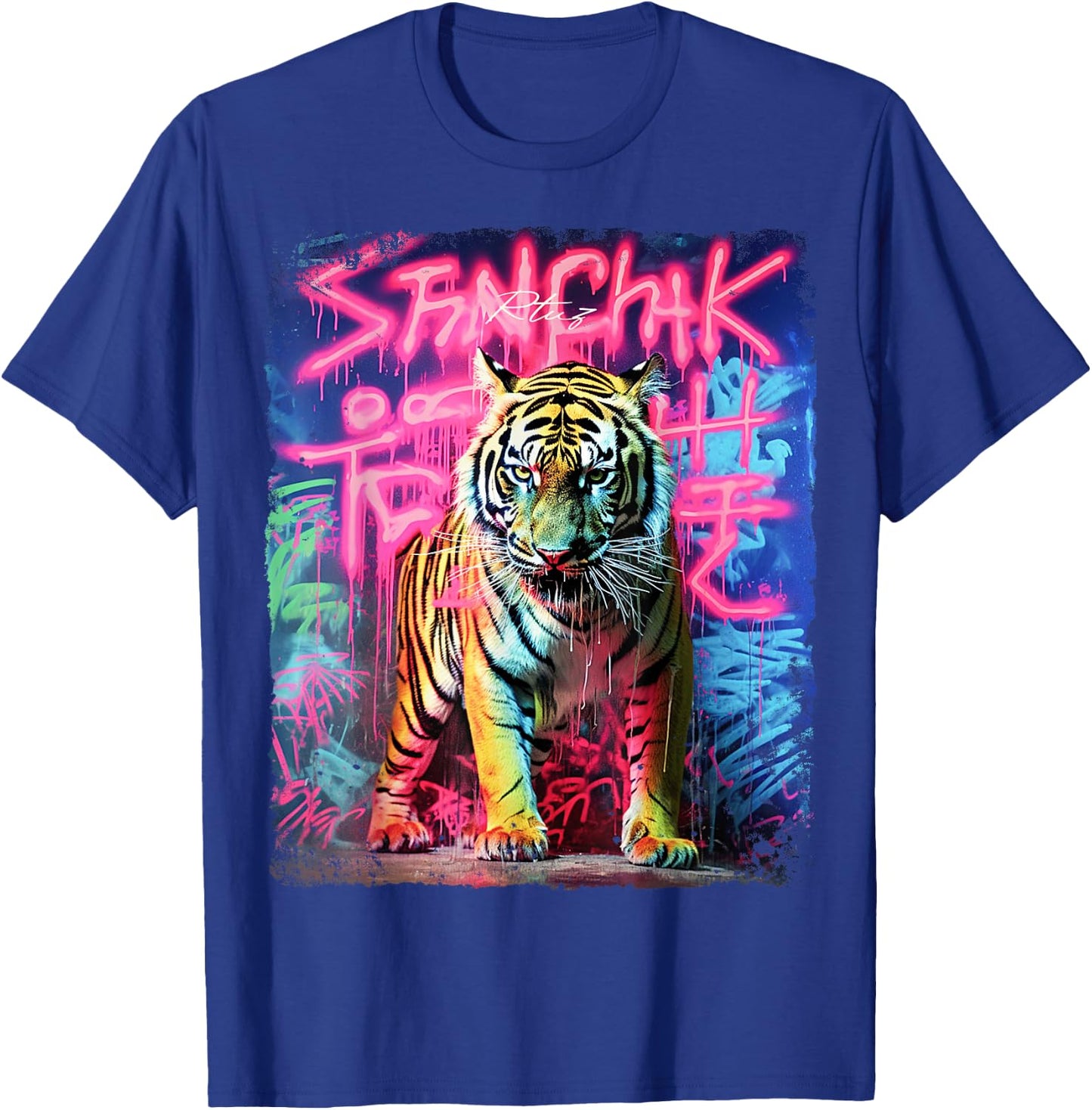 Hip Hop Y2K Vintage Hipster Edgy Urban Streetwear Tiger T-Shirt - T-Shirt | Royal