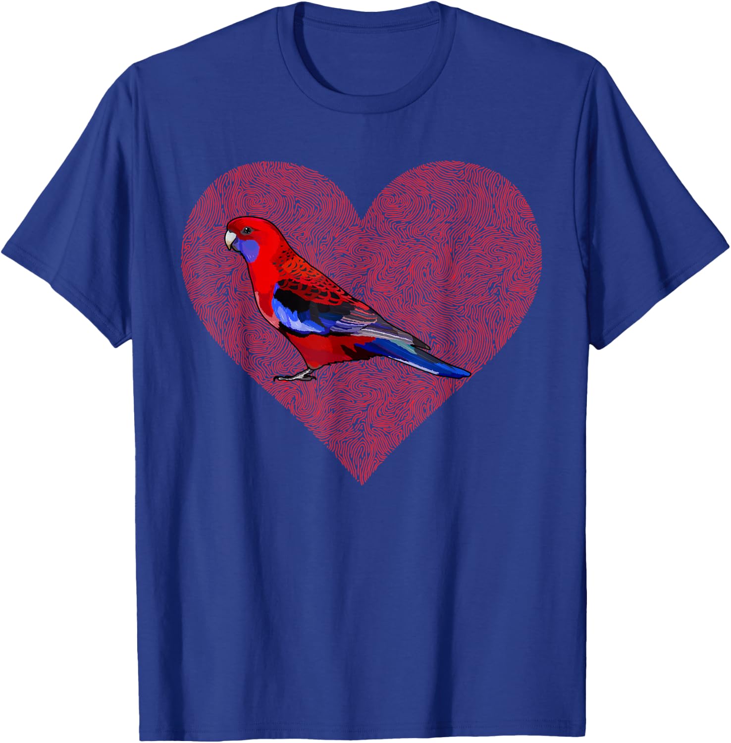 Rosella Valentines Day Bird Love Fingerprint T-Shirt - T-Shirt | Royal