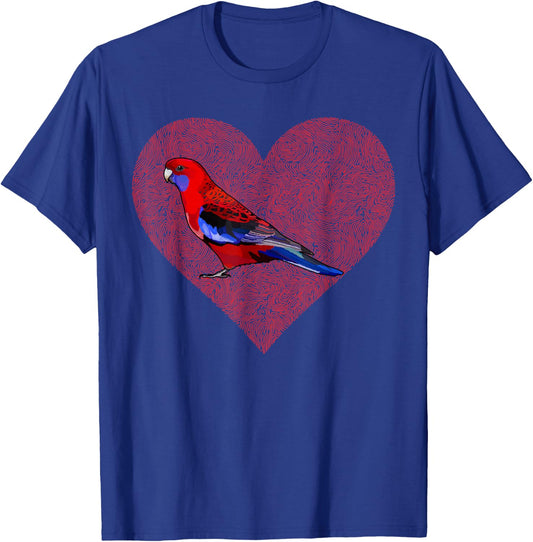 Rosella Valentines Day Bird Love Fingerprint T-Shirt - T-Shirt | Royal